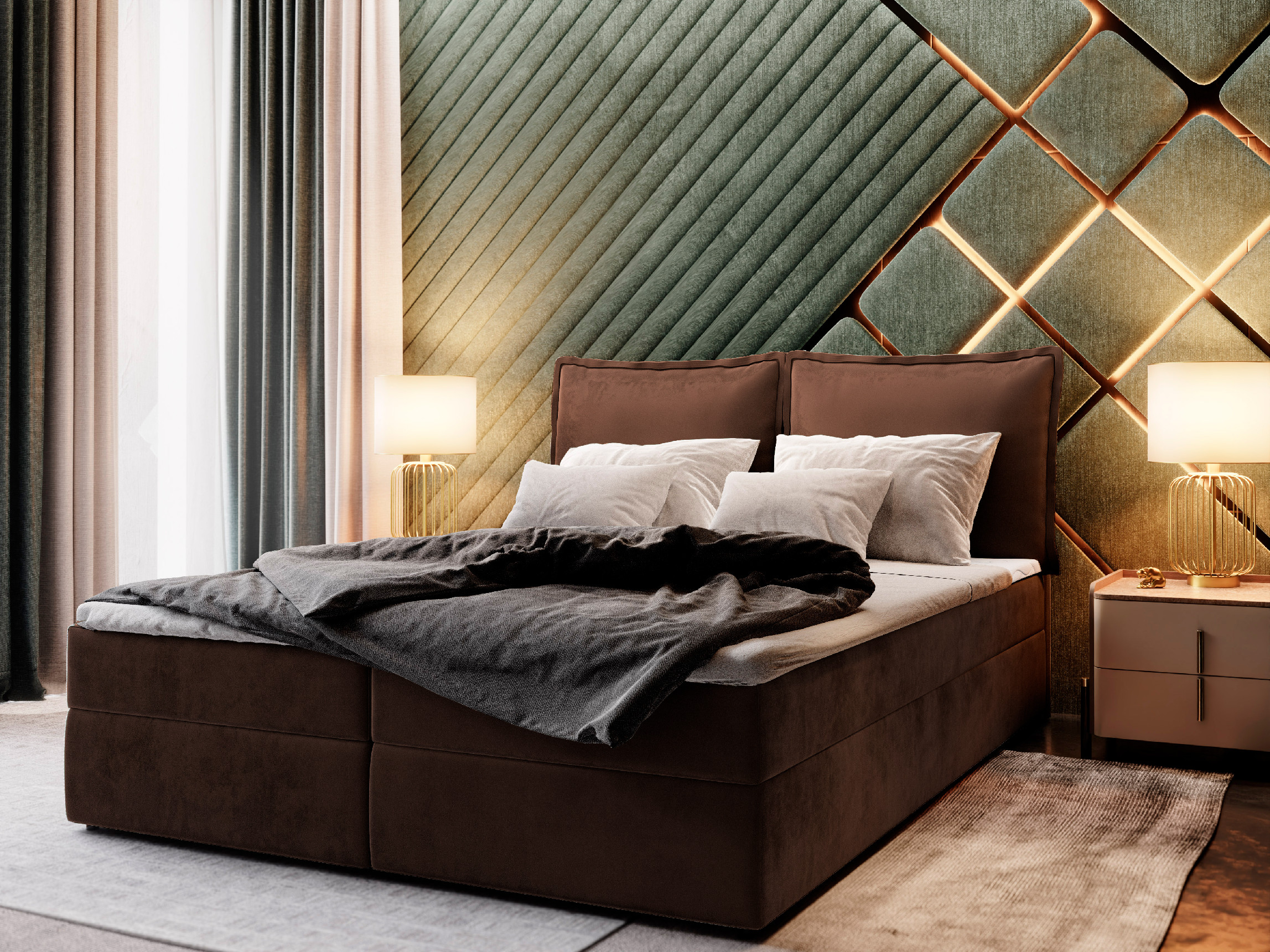 MSL Kontinentální čalouněná postel LOTO (140 x 200 cm) Barva látky: MONOLITH 29