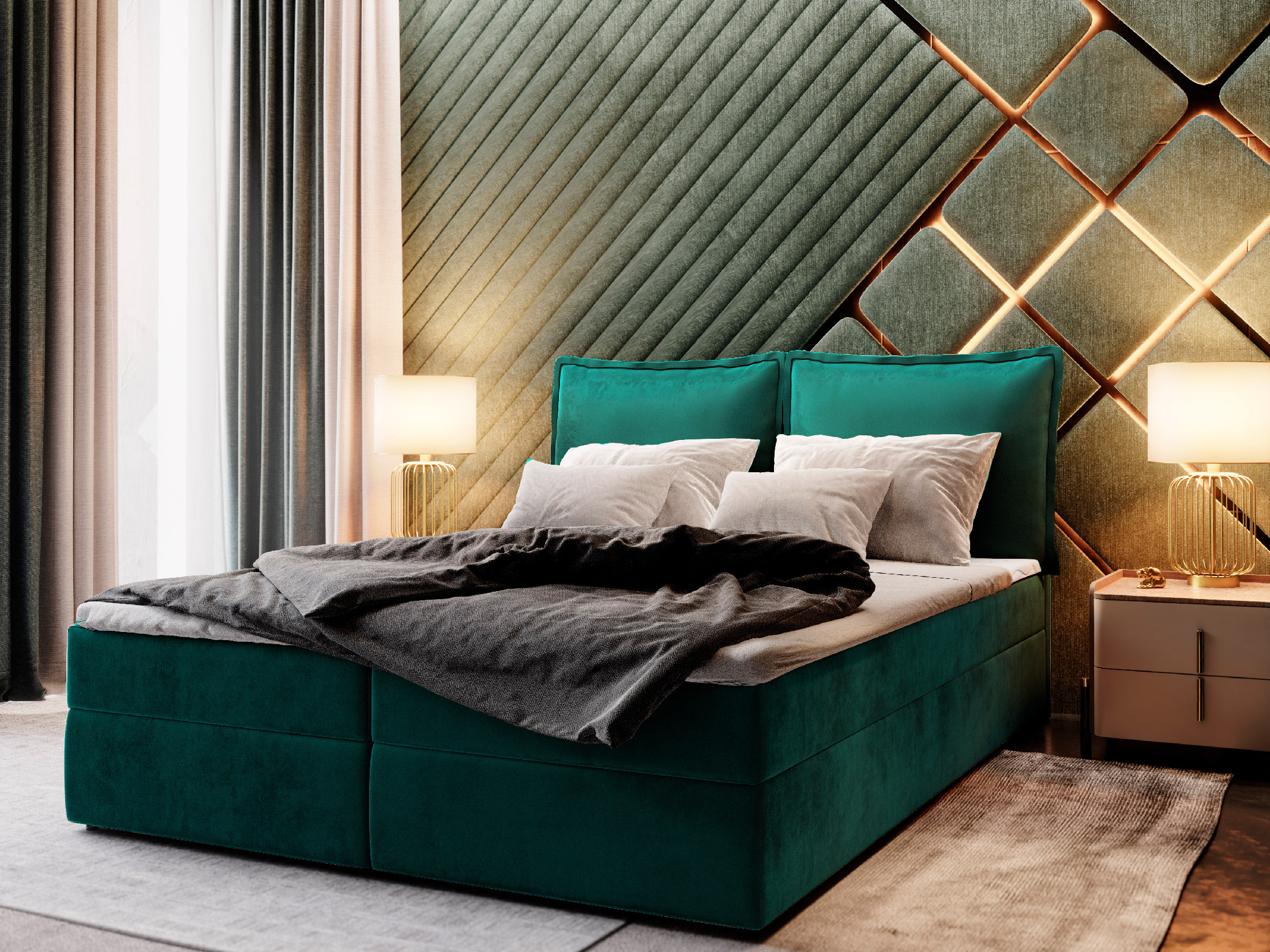 MSL Kontinentální čalouněná postel LOTO (140 x 200 cm) Barva látky: MONOLITH 37
