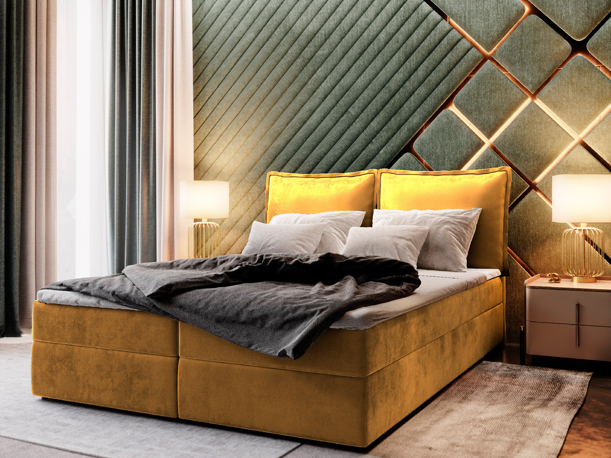 MSL Kontinentální čalouněná postel LOTO (140 x 200 cm) Barva látky: MONOLITH 48