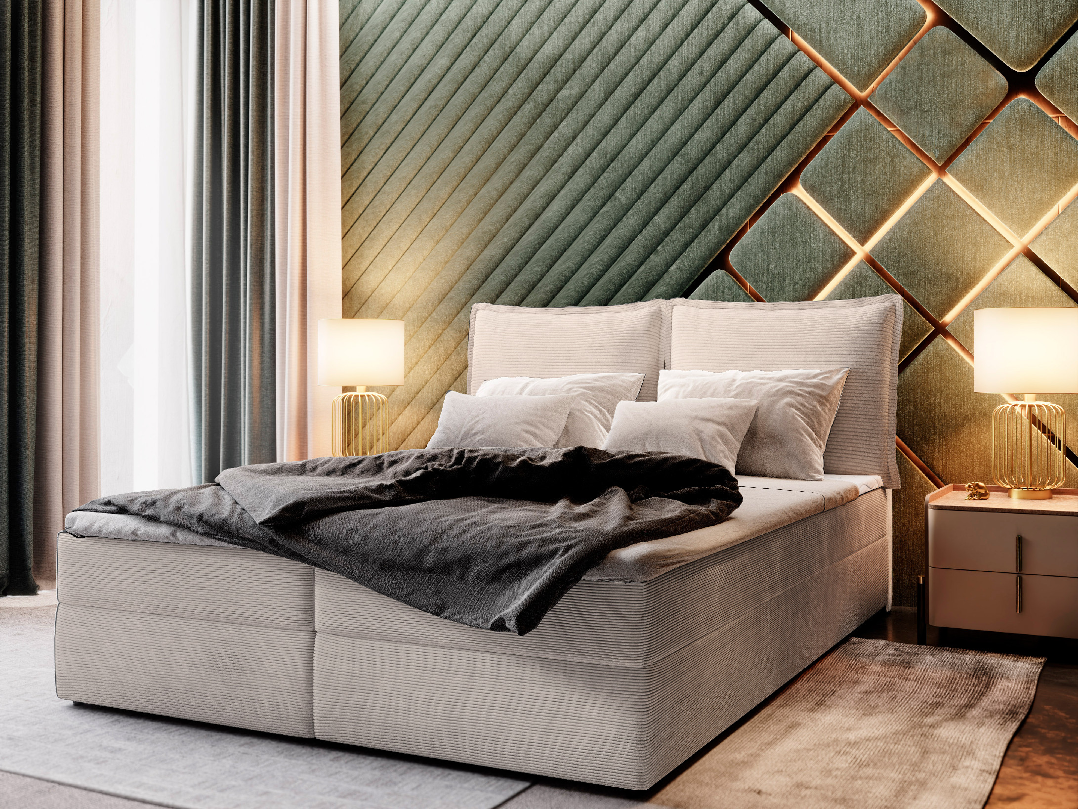 MSL Kontinentální čalouněná postel LOTO (160 x 200 cm) Barva látky: POSO 100