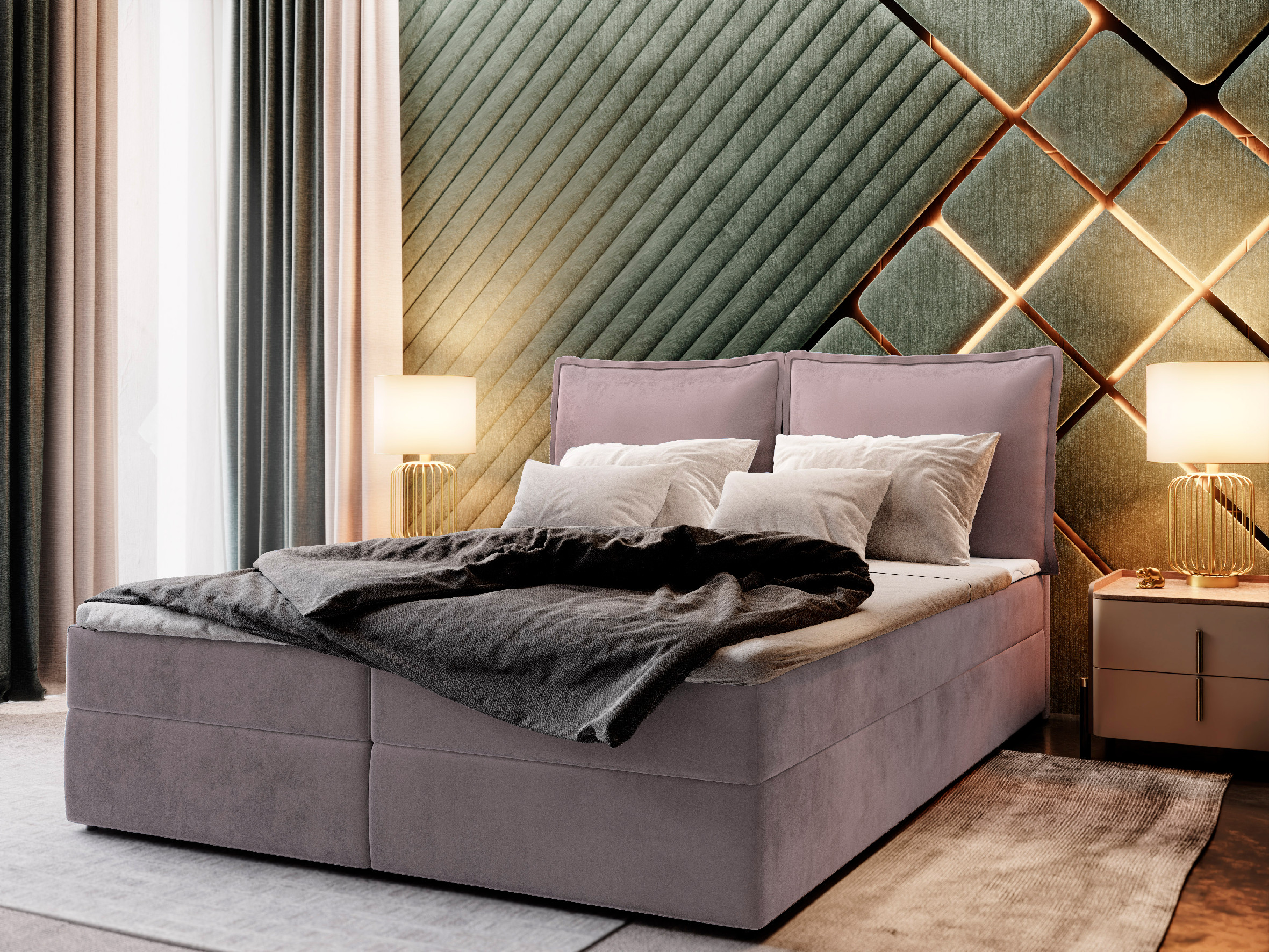 MSL Kontinentální čalouněná postel LOTO (160 x 200 cm) Barva látky: MONOLITH 62