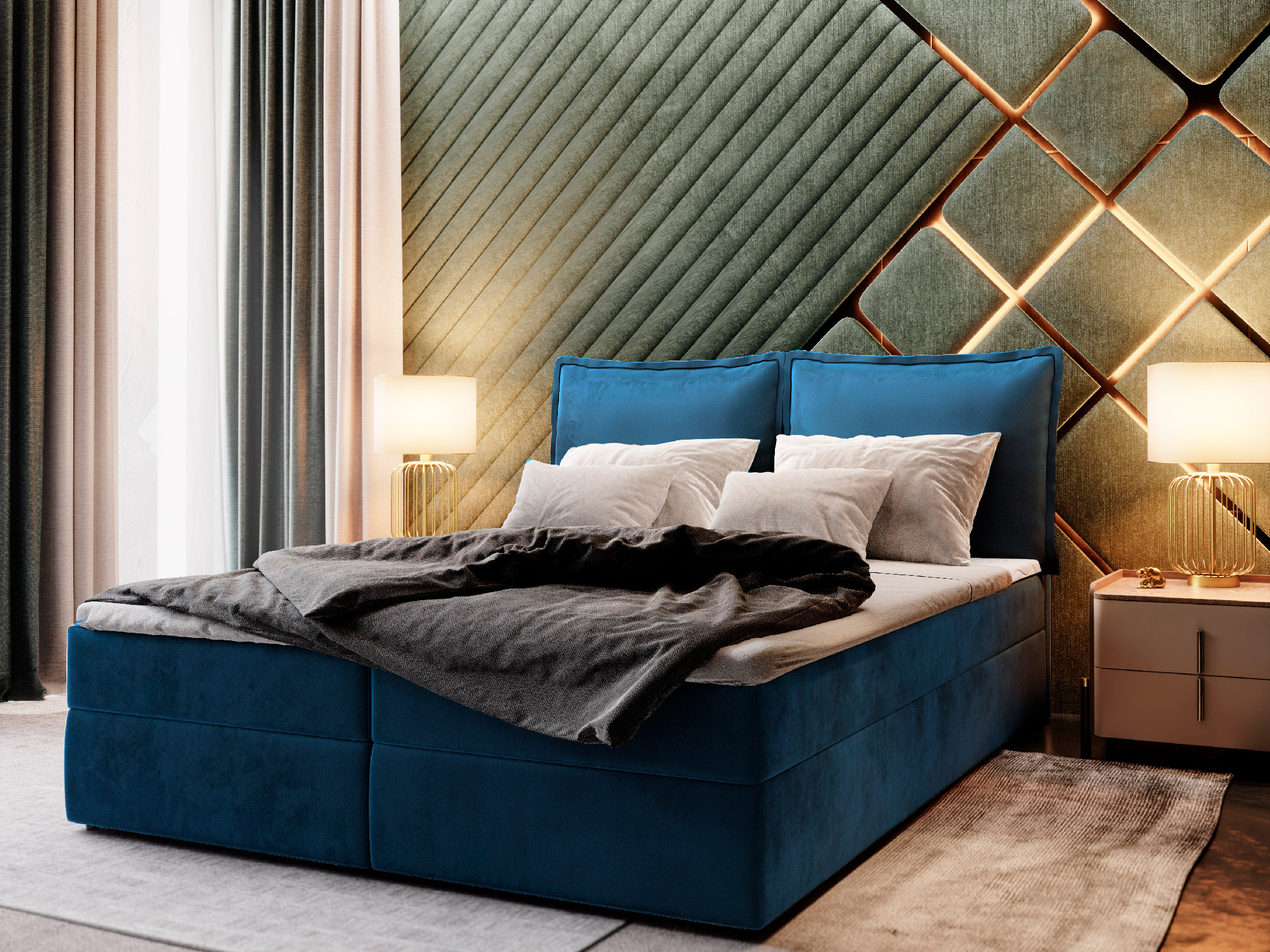 MSL Kontinentální čalouněná postel LOTO (160 x 200 cm) Barva látky: MONOLITH 77