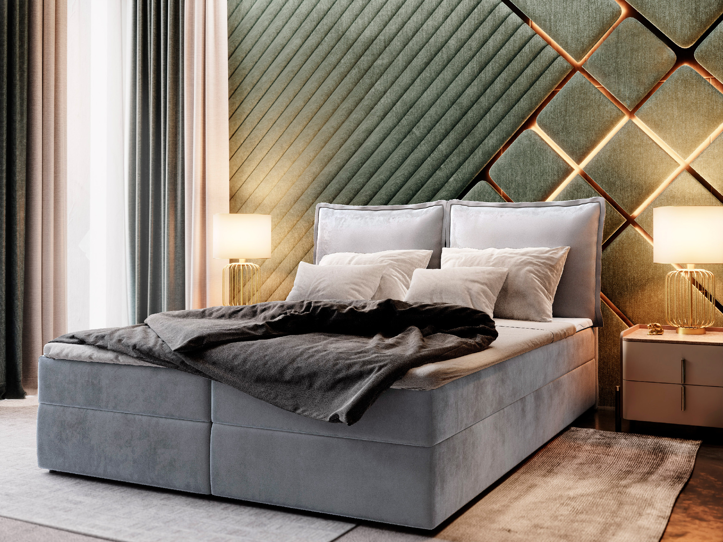 MSL Kontinentální čalouněná postel LOTO (160 x 200 cm) Barva látky: MONOLITH 84