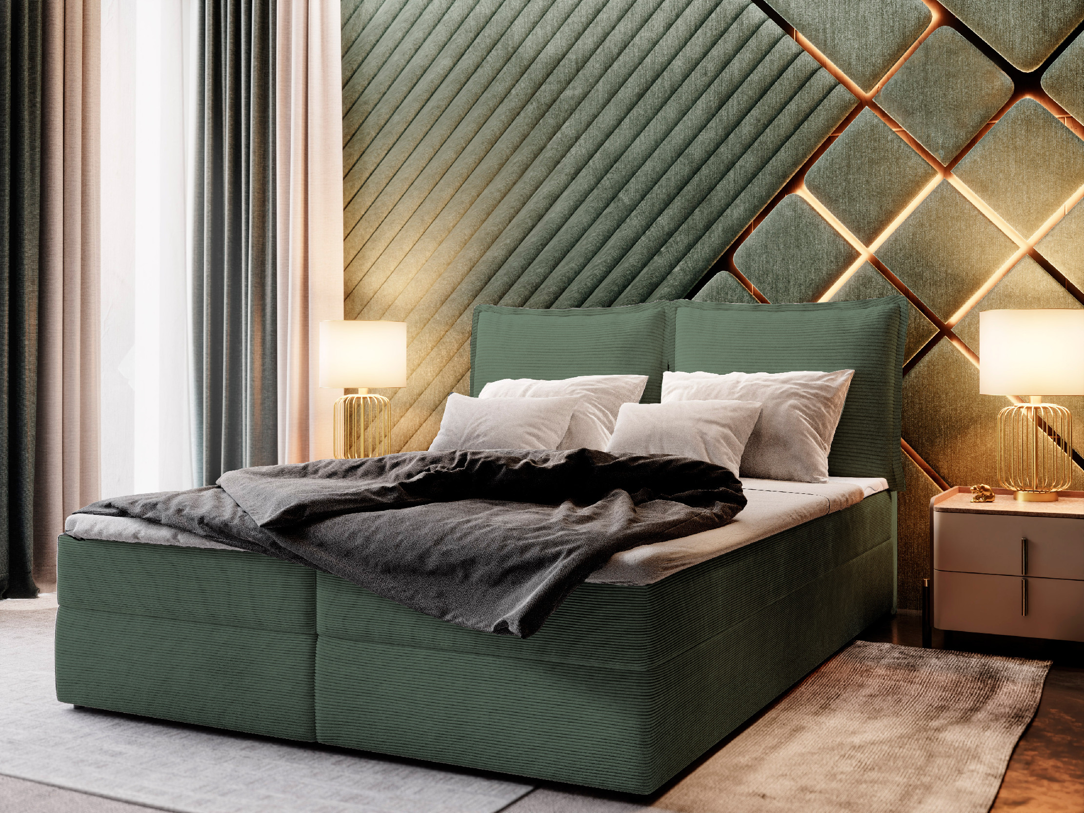 MSL Kontinentální čalouněná postel LOTO (180 x 200 cm) Barva látky: POSO 14