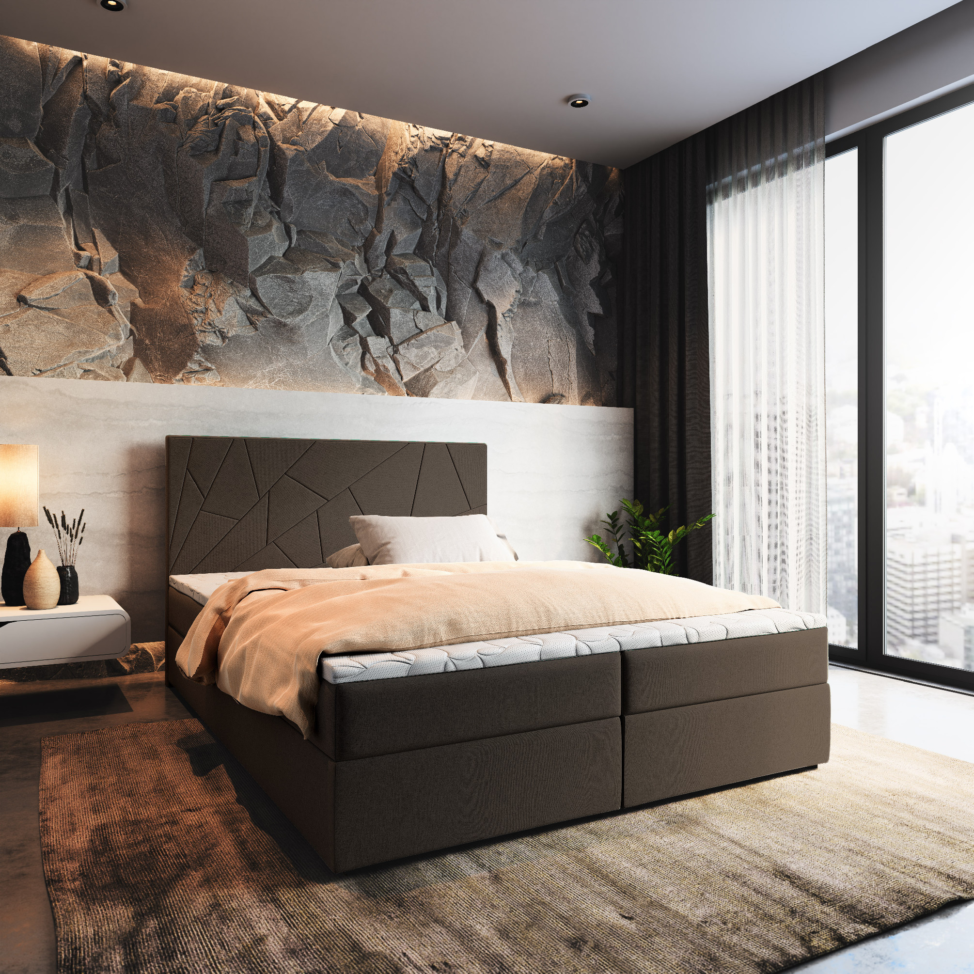 Levně MSL Kontinentální čalouněná postel MADONA (140 x 200 cm) Barva látky: INARI 24