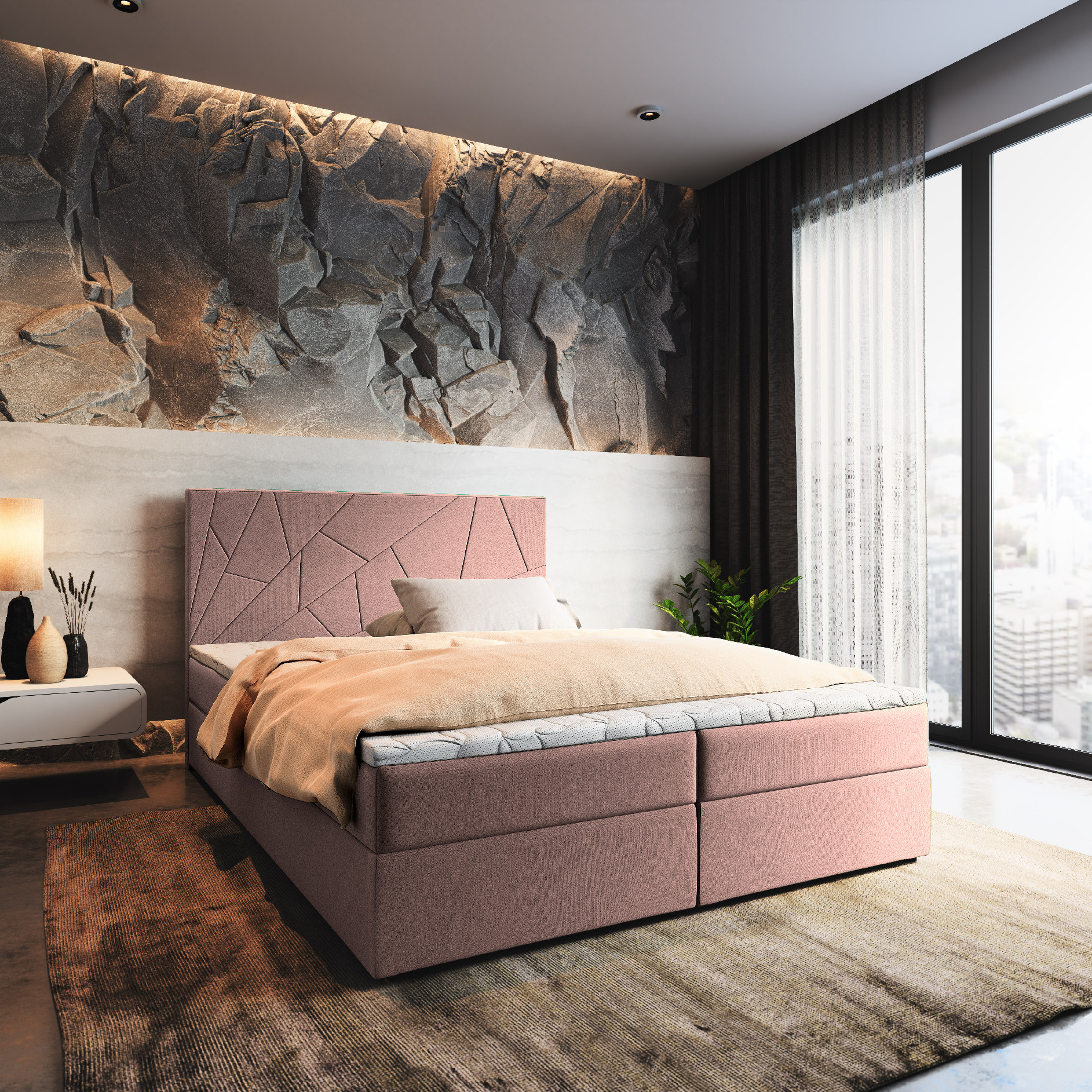 Levně MSL Kontinentální čalouněná postel MADONA (140 x 200 cm) Barva látky: INARI 52