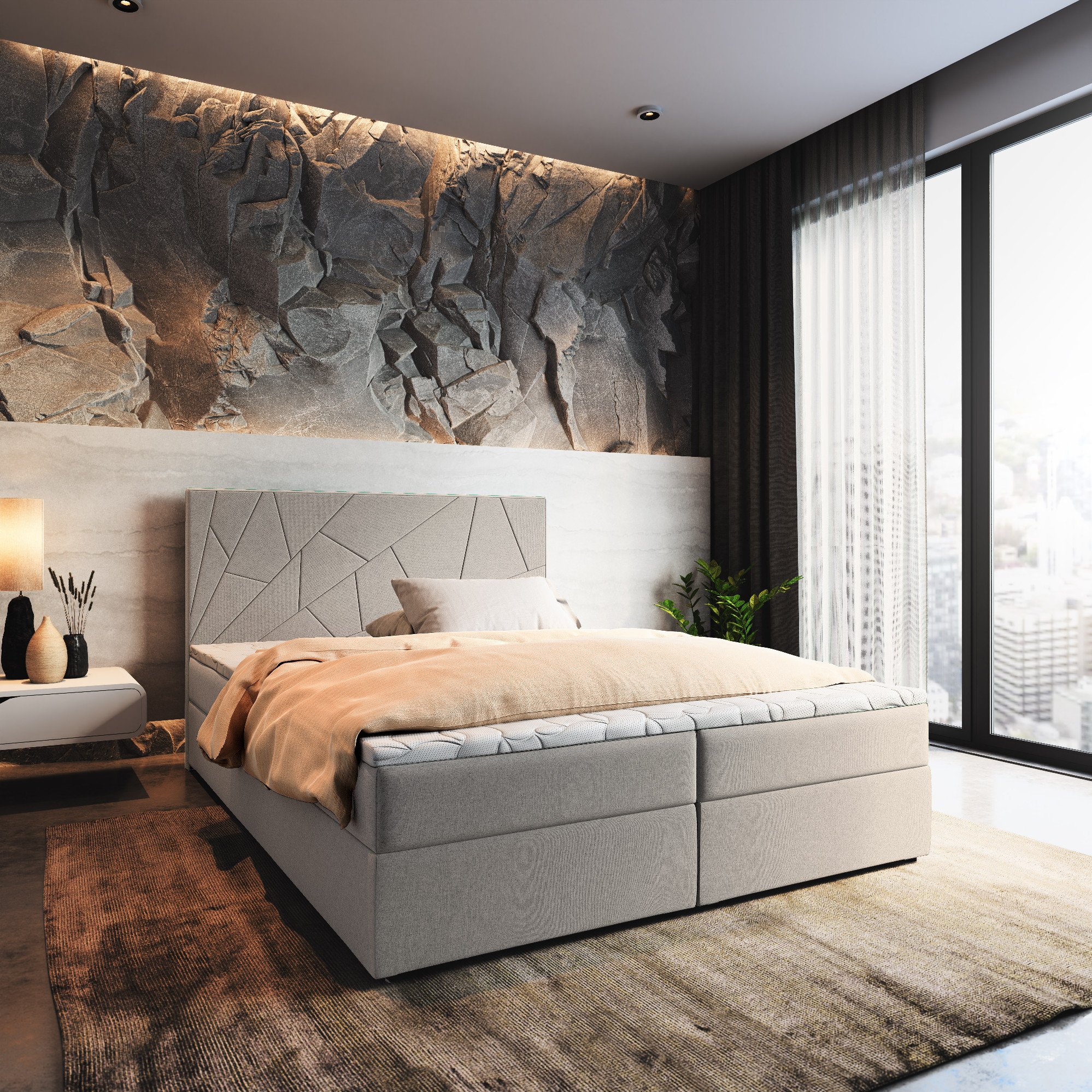Levně MSL Kontinentální čalouněná postel MADONA (140 x 200 cm) Barva látky: INARI 22