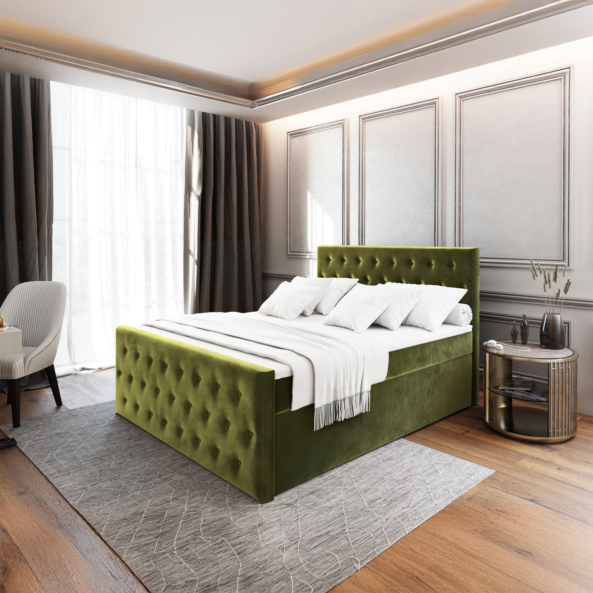 SFAB Kontinentální čalouněná postel FONT (140 x 200 cm) Barva látky: CASABLANCA 10