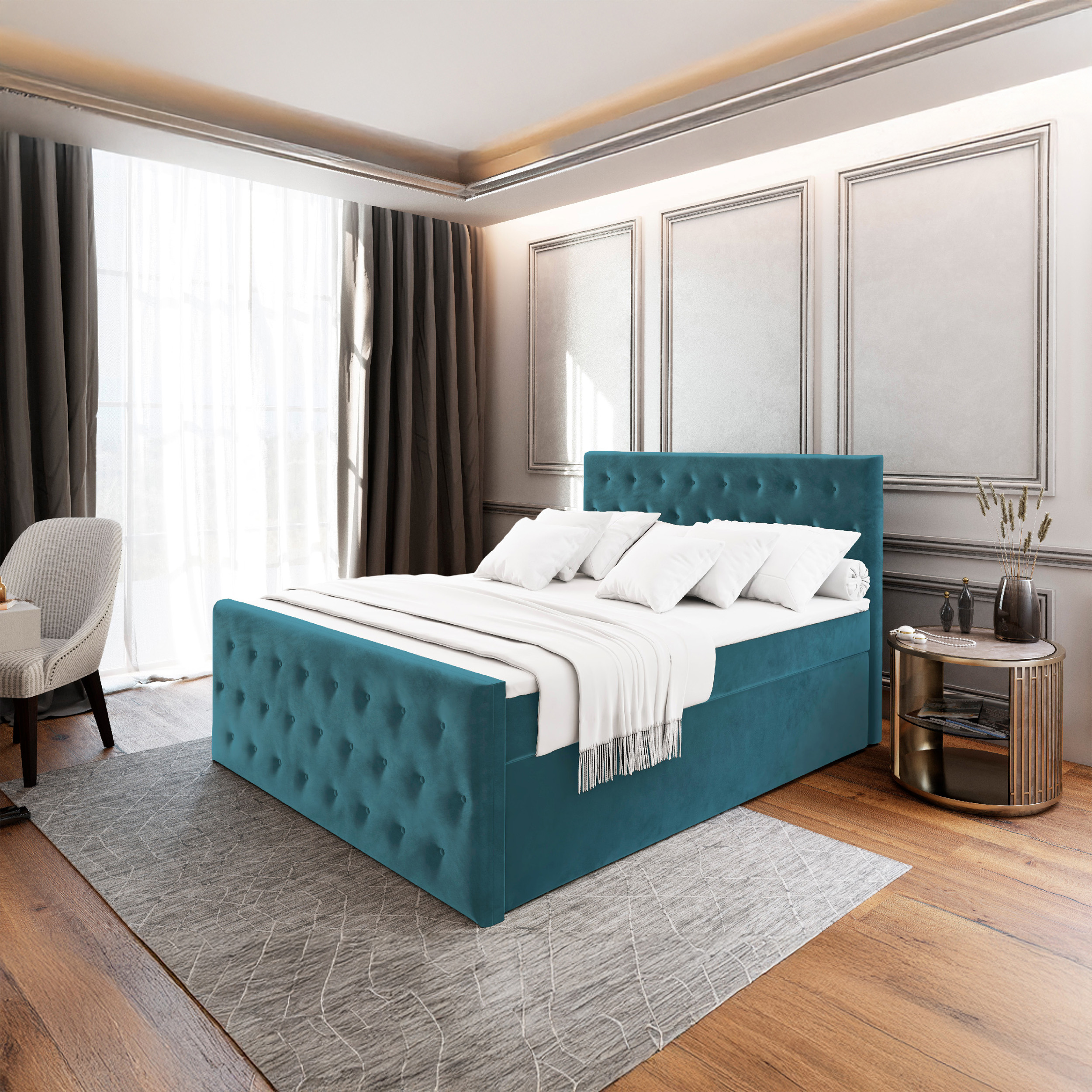 SFAB Kontinentální čalouněná postel FONT (140 x 200 cm) Barva látky: CASABLANCA 13