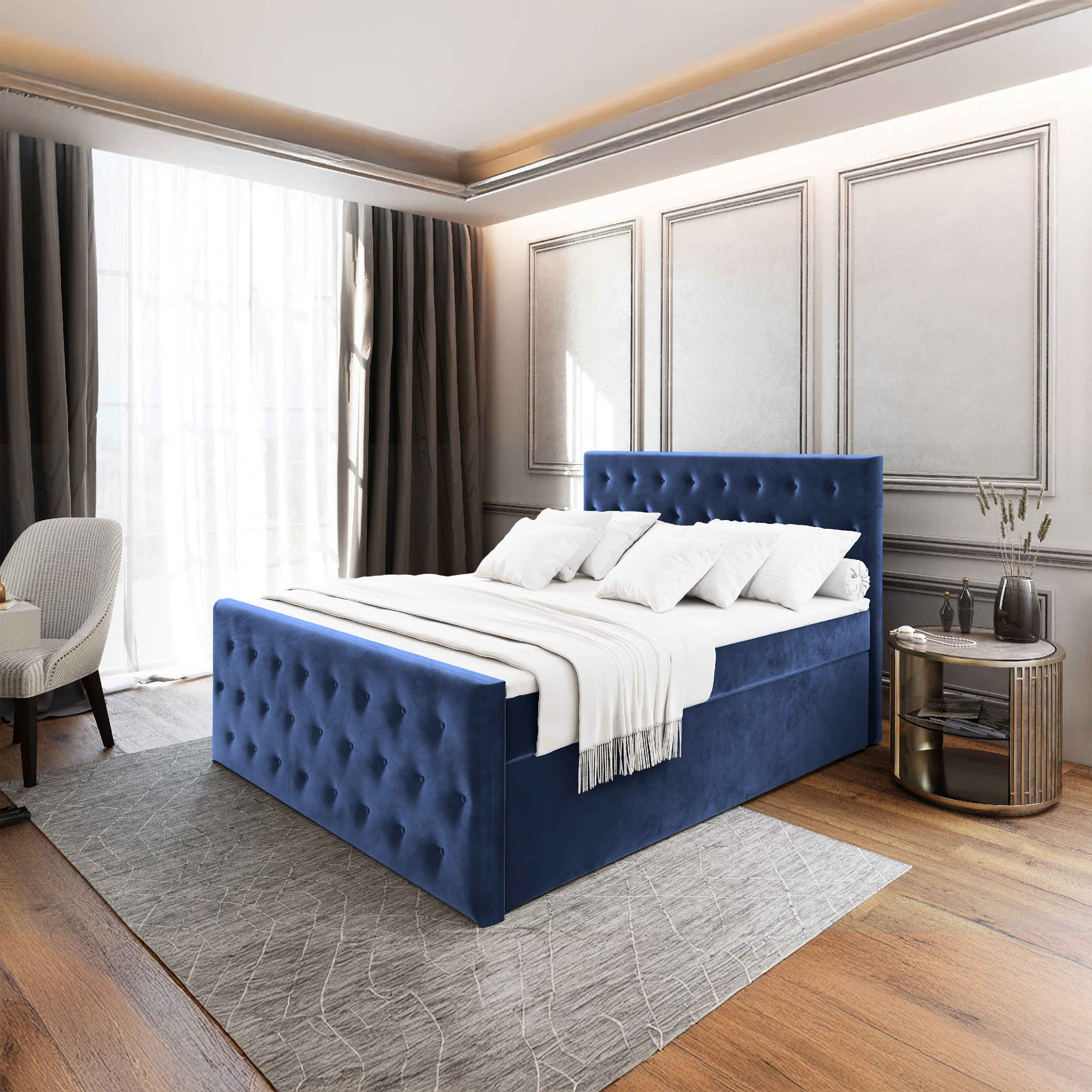 SFAB Kontinentální čalouněná postel FONT (140 x 200 cm) Barva látky: KRONOS 05