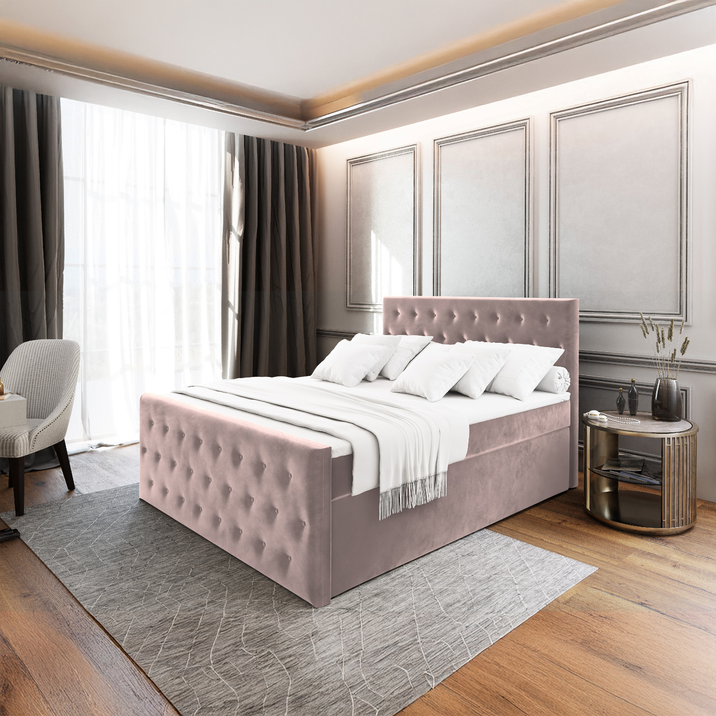 SFAB Kontinentální čalouněná postel FONT (180 x 200 cm) Barva látky: KRONOS 27