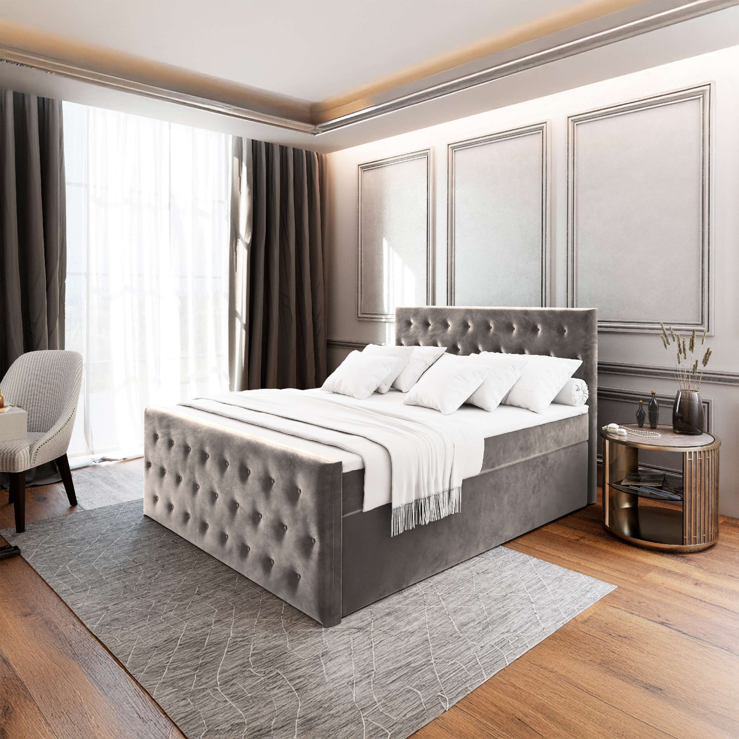 SFAB Kontinentální čalouněná postel FONT (180 x 200 cm) Barva látky: CASABLANCA 14