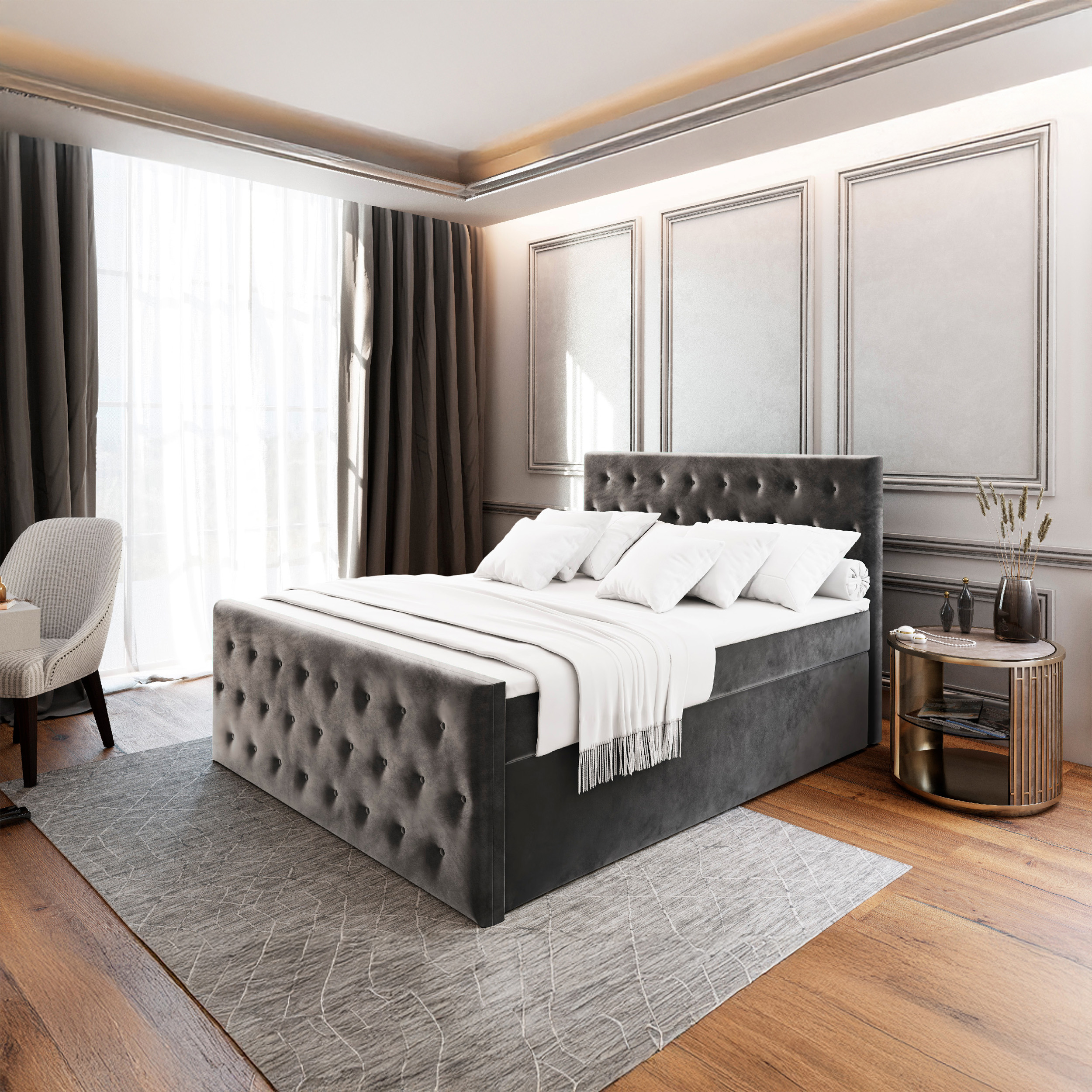 SFAB Kontinentální čalouněná postel FONT (180 x 200 cm) Barva látky: CASABLANCA 15