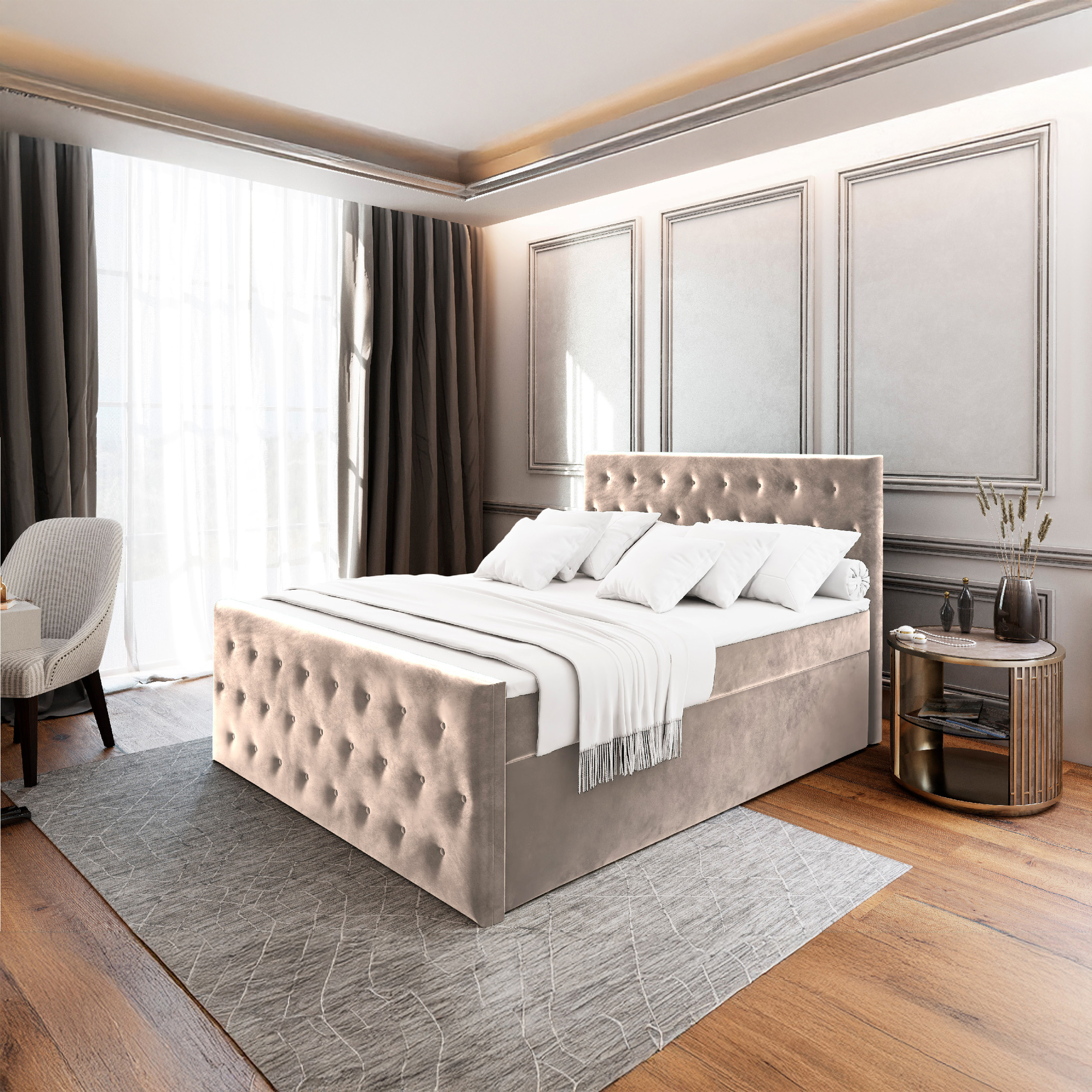 SFAB Kontinentální čalouněná postel FONT (180 x 200 cm) Barva látky: CASABLANCA 04