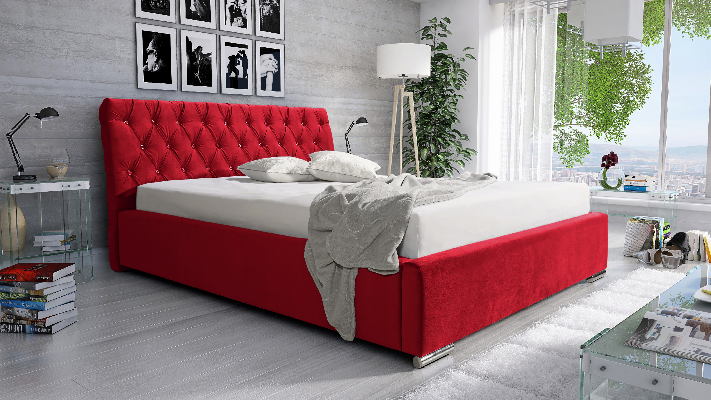 Levně Eka Čalouněná postel LUXURIOUS 160x200 cm s kovovým úložným prostorem, Trinity 2309