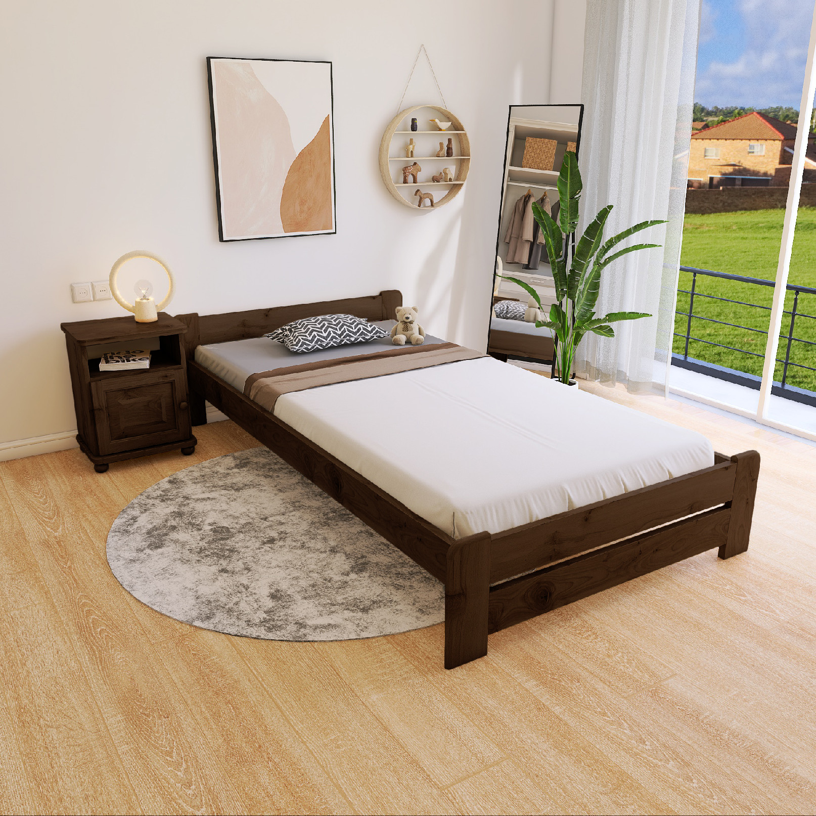 Maxi Postel z masivu Evropa 140 x 200 cm - barva Ořech - 2. jakost