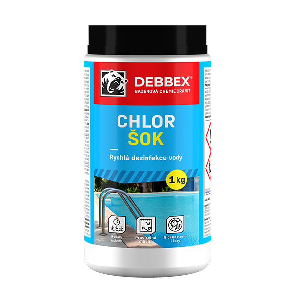 Debbex Bazénová chemie Cranit Chlor šok – rychlá dezinfekce vody 1kg