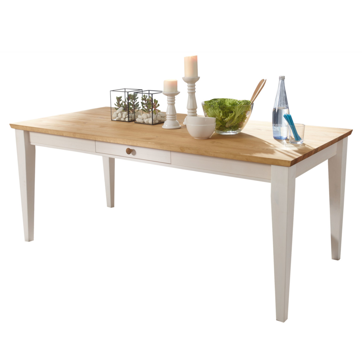 GK Jídelní stůl z masivu borovice MARTA, Bílá 180 cm