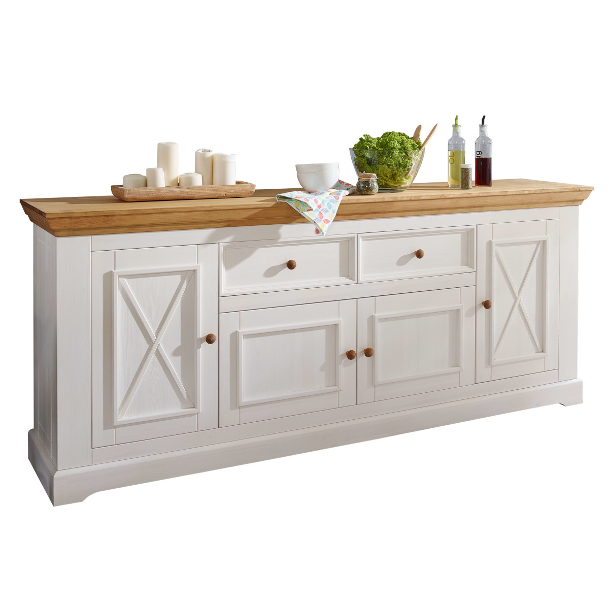 GK Komoda z masivu borovice MARTA, Bílá 209 cm