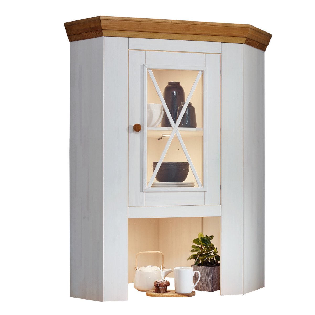 GK Nástavec k rohové komodě z masivu borovice MARTA I, Bílá 94 cm