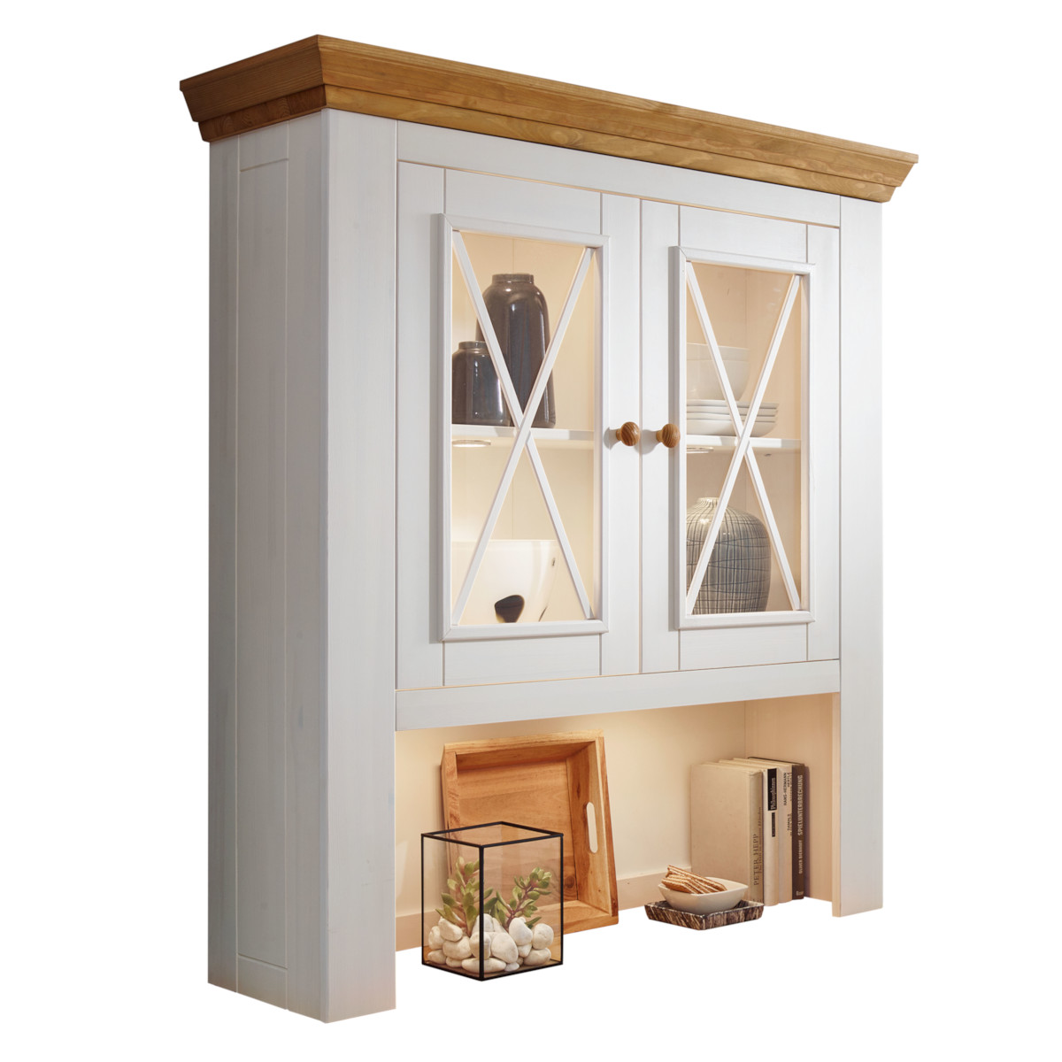 GK Nástavec ke komodě z masivu borovice MARTA II, Bílá 108 cm