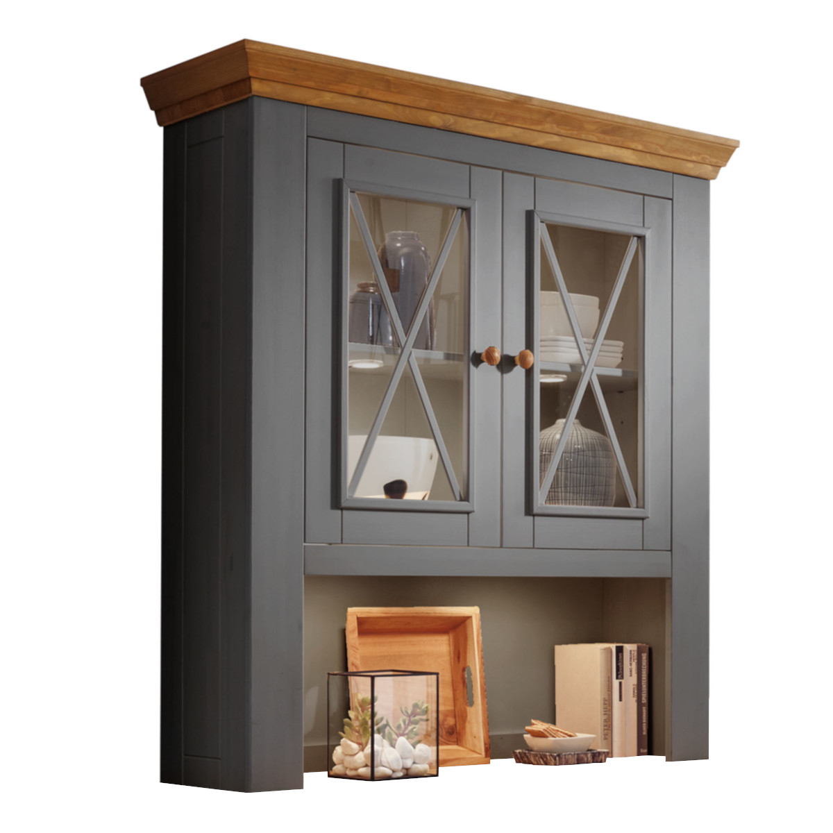 GK Nástavec ke komodě z masivu borovice MARTA II, Grafit 108 cm