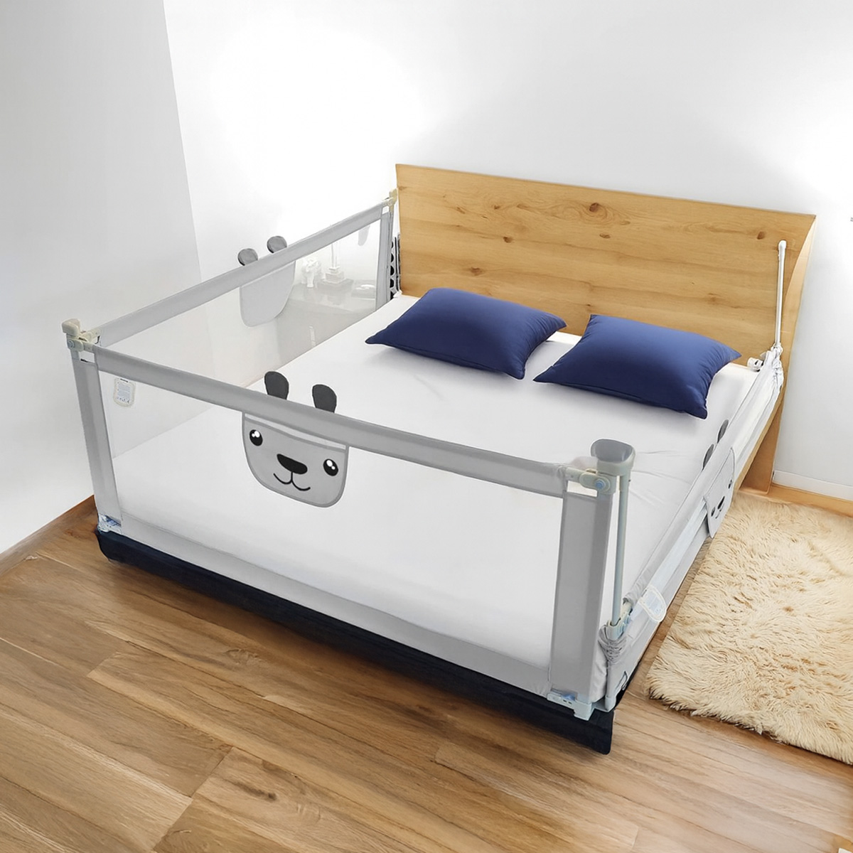 Zábrana na postel PupyHou 180 cm, Šedá