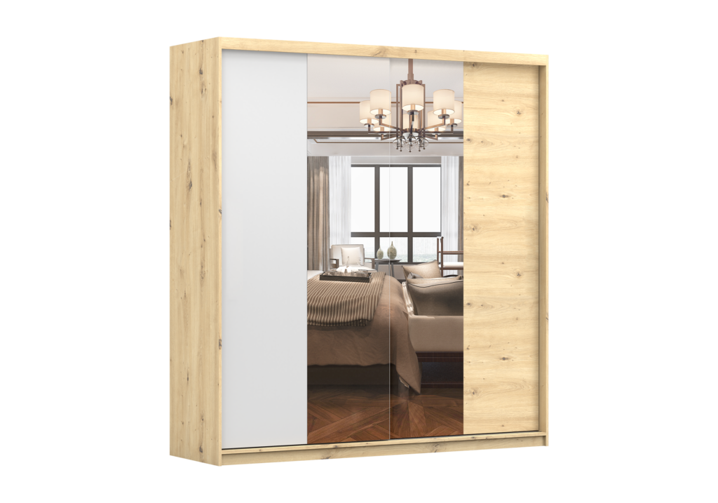 IDZ Šatní skříň MARSYLIA 2D 21, 203 cm Bílá/Dub Artisan