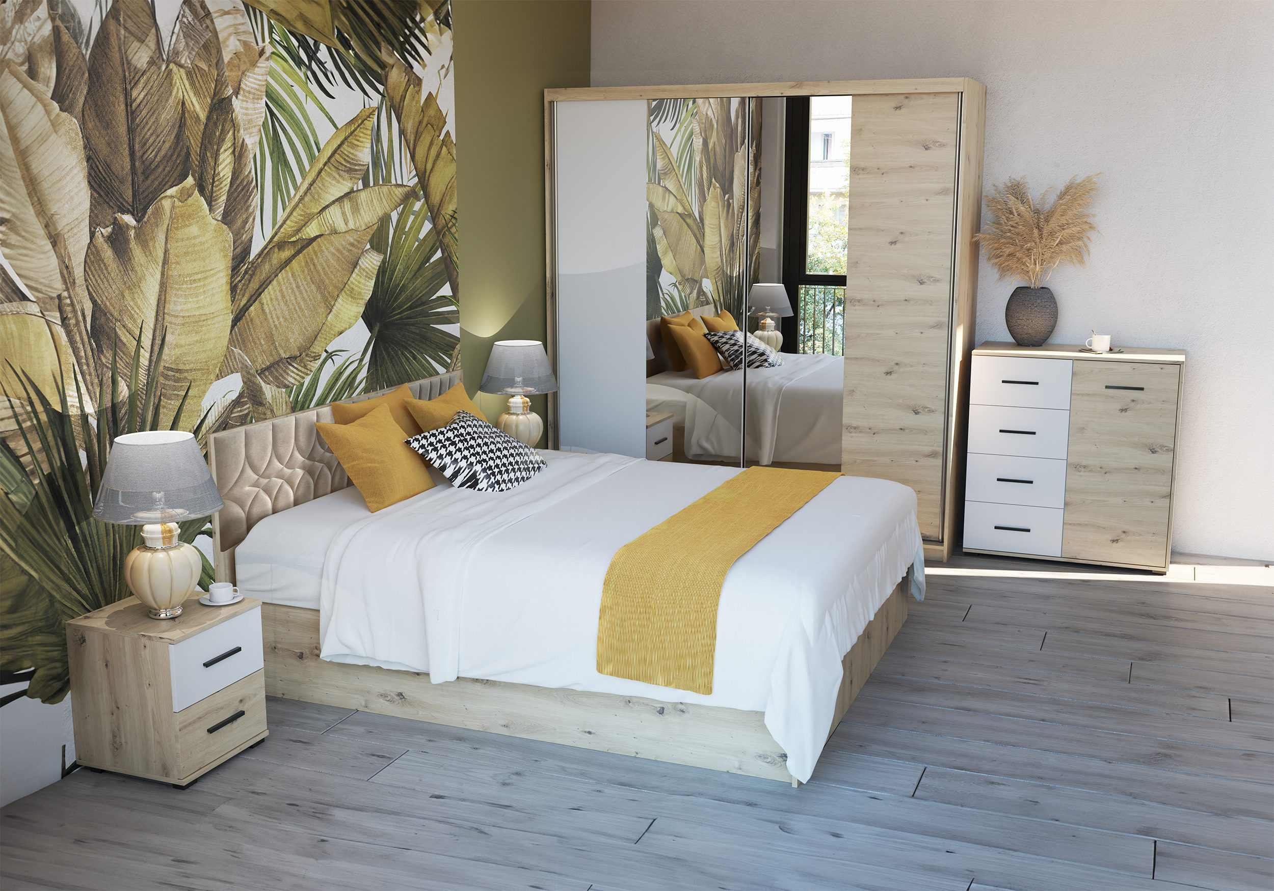 IDZ Noční stolek MARSYLIA 23, 40 cm Bílá/Dub Artisan