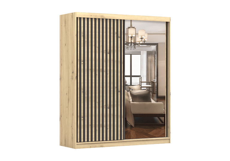 IDZ Šatní skříň WERONA 2D, 183 cm Dub Artisan/Černá