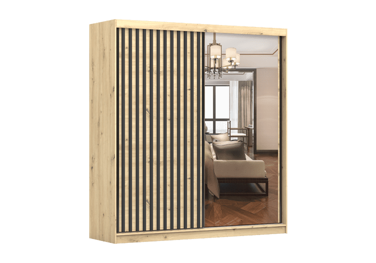 IDZ Šatní skříň WERONA 2D, 203 cm Dub Artisan/Černá