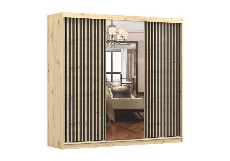 IDZ Šatní skříň WERONA 3D, 233 cm Dub Artisan/Černá