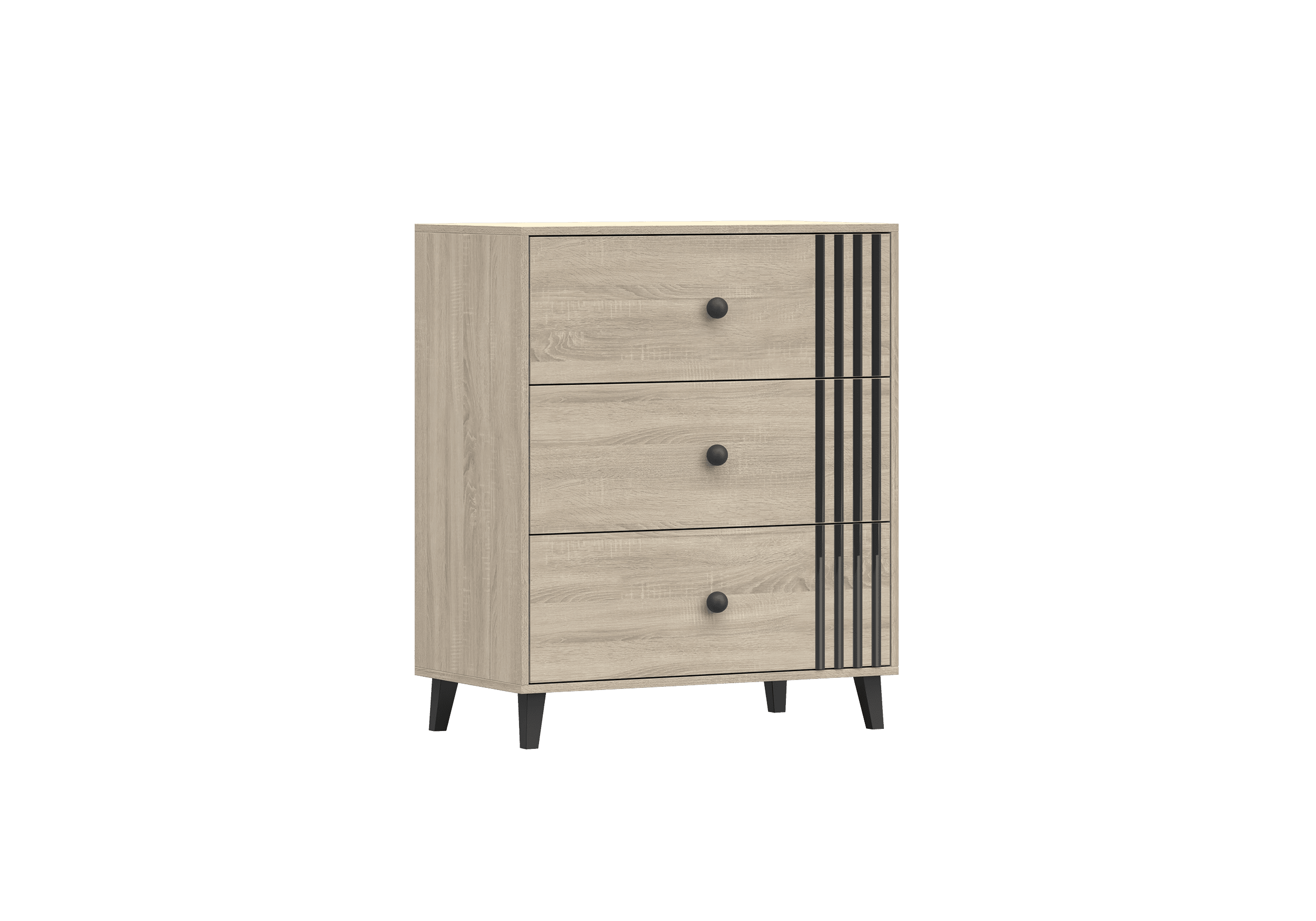 IDZ Komoda FOX 3D 02, 80 cm Dub Sonoma/Černá