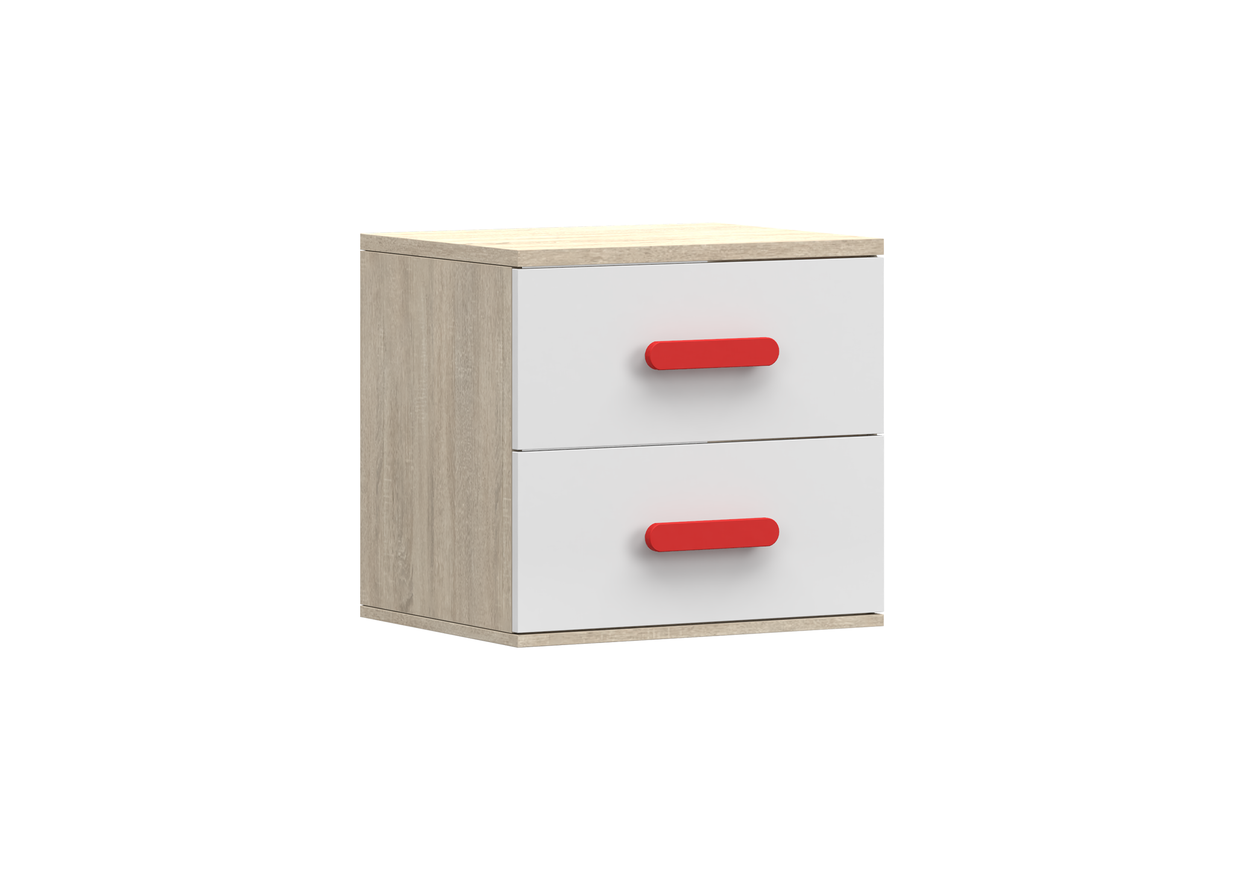 IDZ Noční stolek SMYK III 22, 55 cm Bílá + Dub Sonoma / Barevné úchytky Barva: Červená