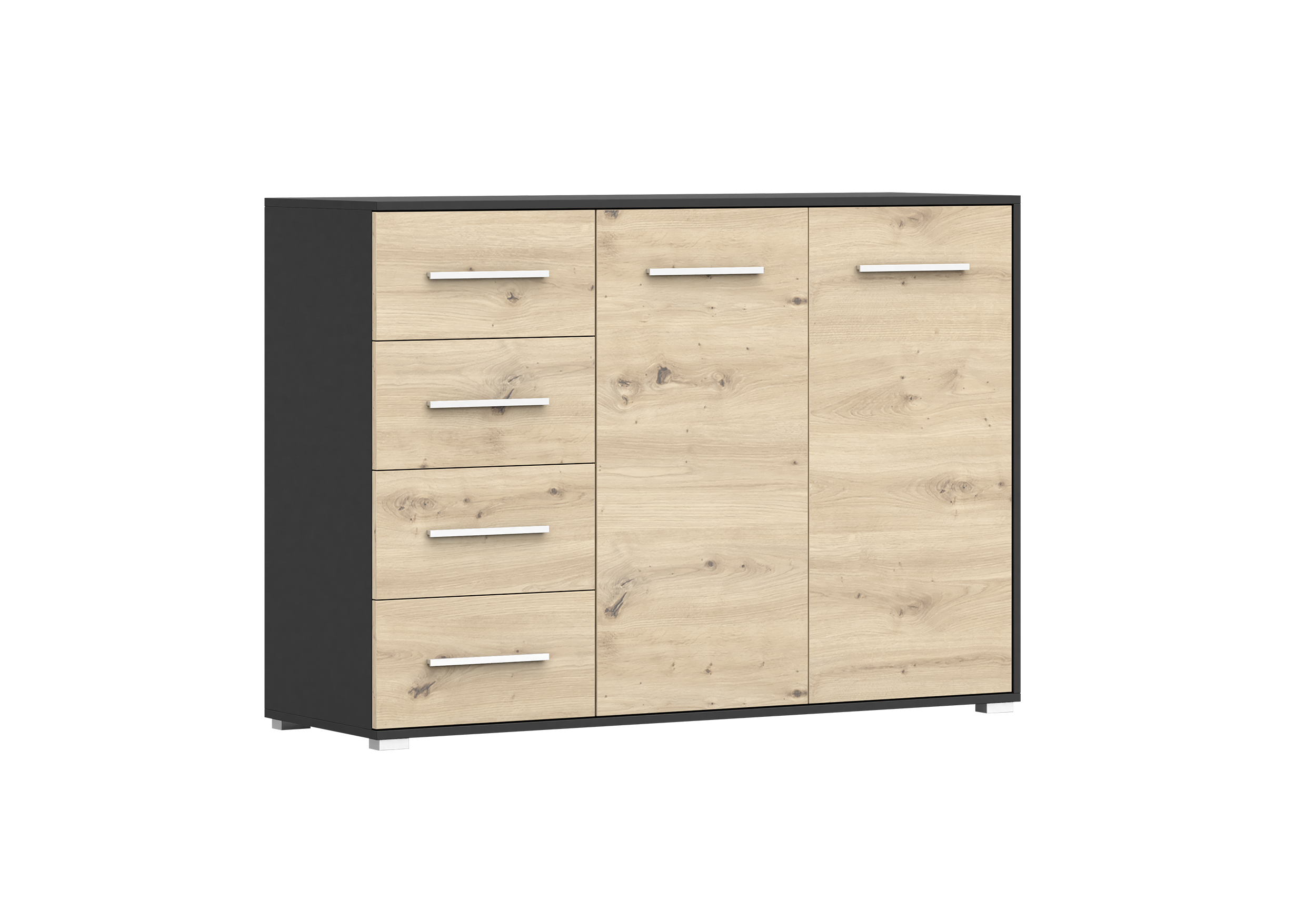 IDZ Komoda FRIDA 2D4S 01, 135 cm Dub Artisan / Černá