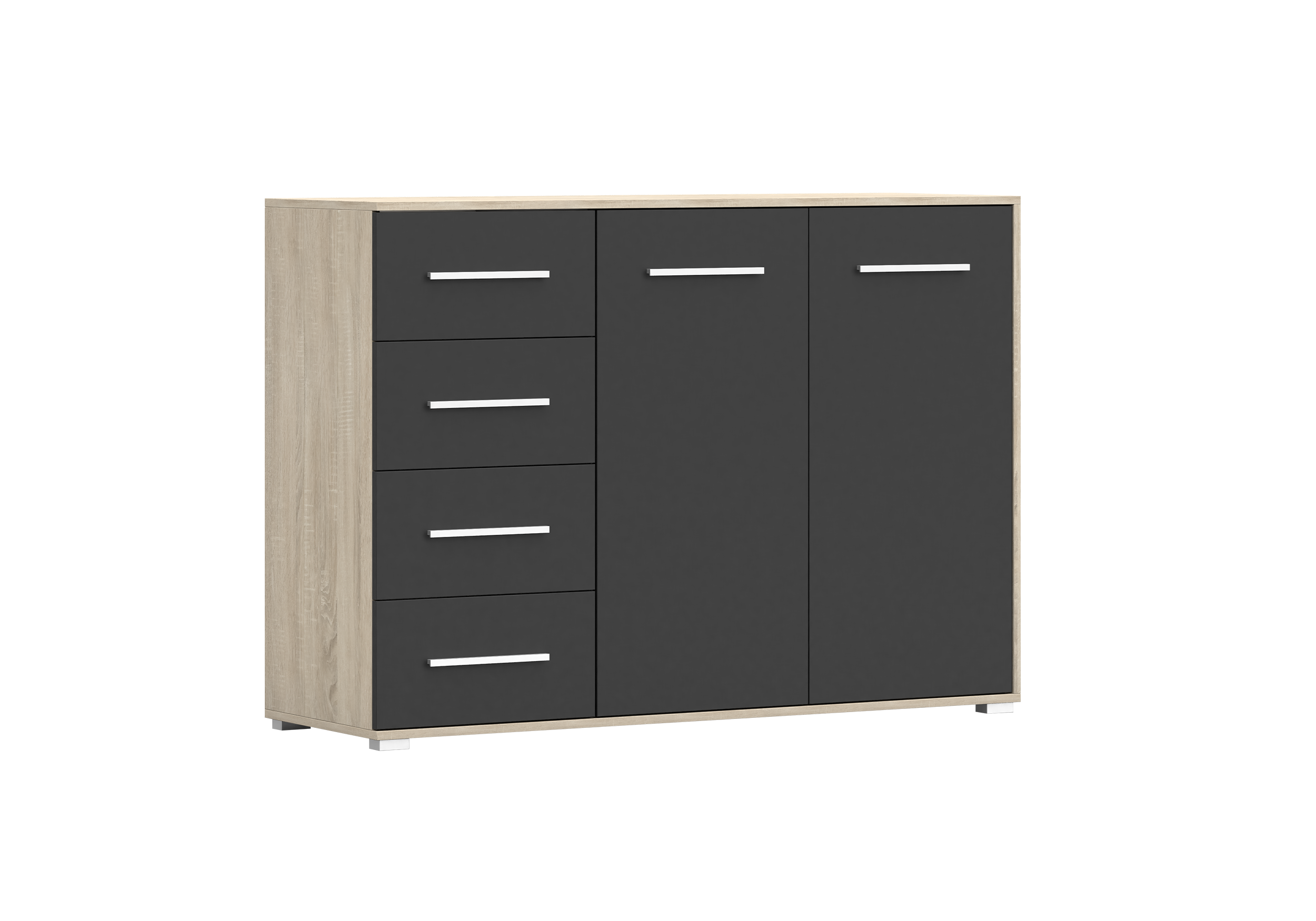 IDZ Komoda FRIDA 2D4S 01, 135 cm Černá / Dub Sonoma