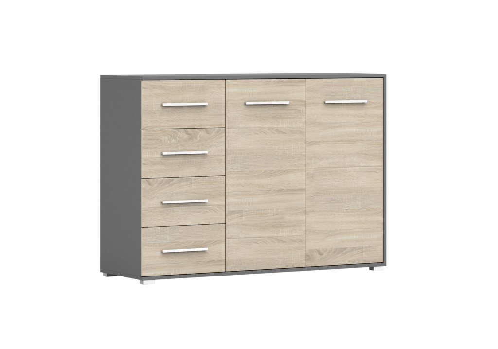 IDZ Komoda FRIDA 2D4S 01, 135 cm Dub Sonoma / Grafit
