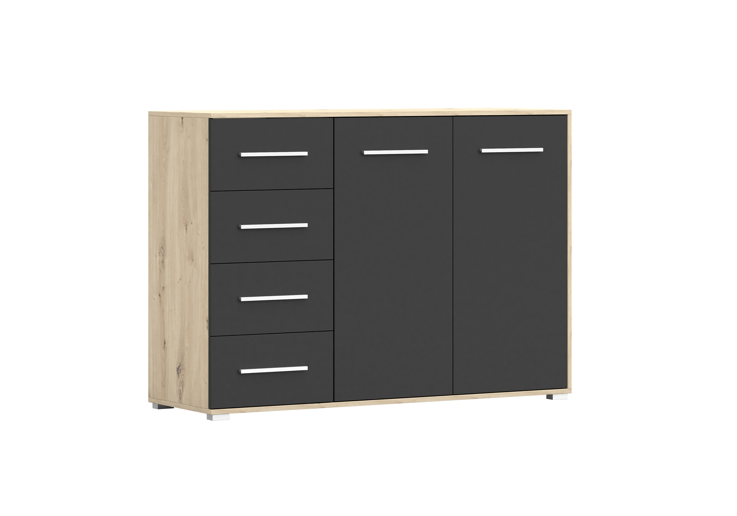 IDZ Komoda FRIDA 2D4S 01, 135 cm Černá / Dub Artisan