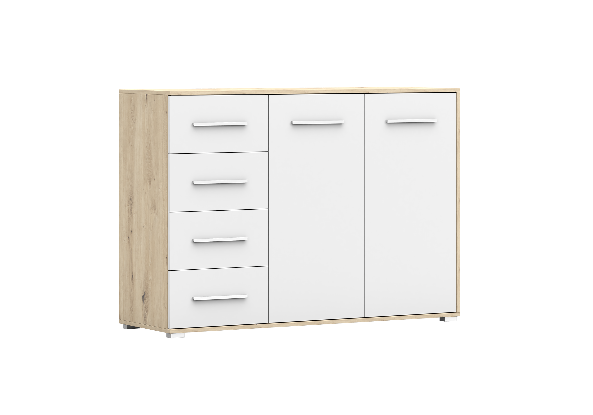 IDZ Komoda FRIDA 2D4S 01, 135 cm Bílá / Dub Artisan