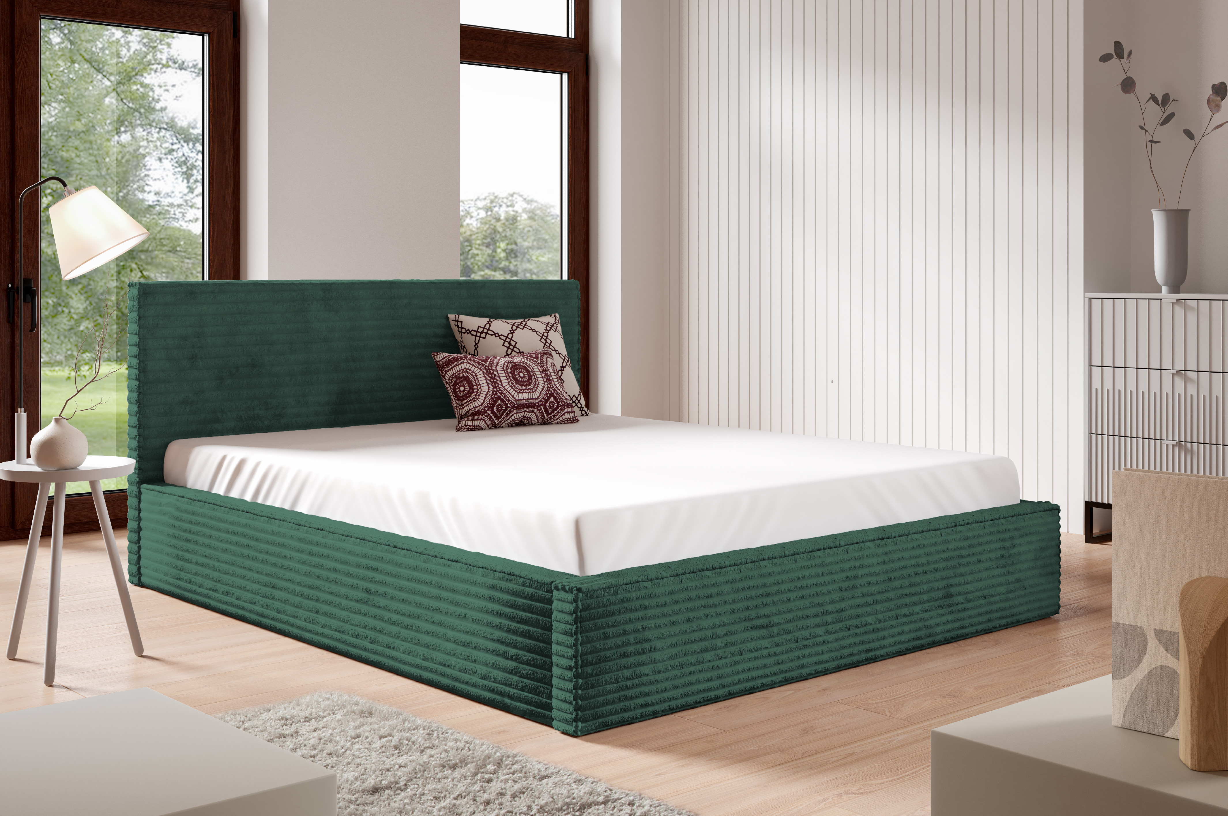 Eka Čalouněná postel STRIPS 120x200 cm Úložný prostor: Bez úložného prostoru, Barva látky Tilia: Tilia 39