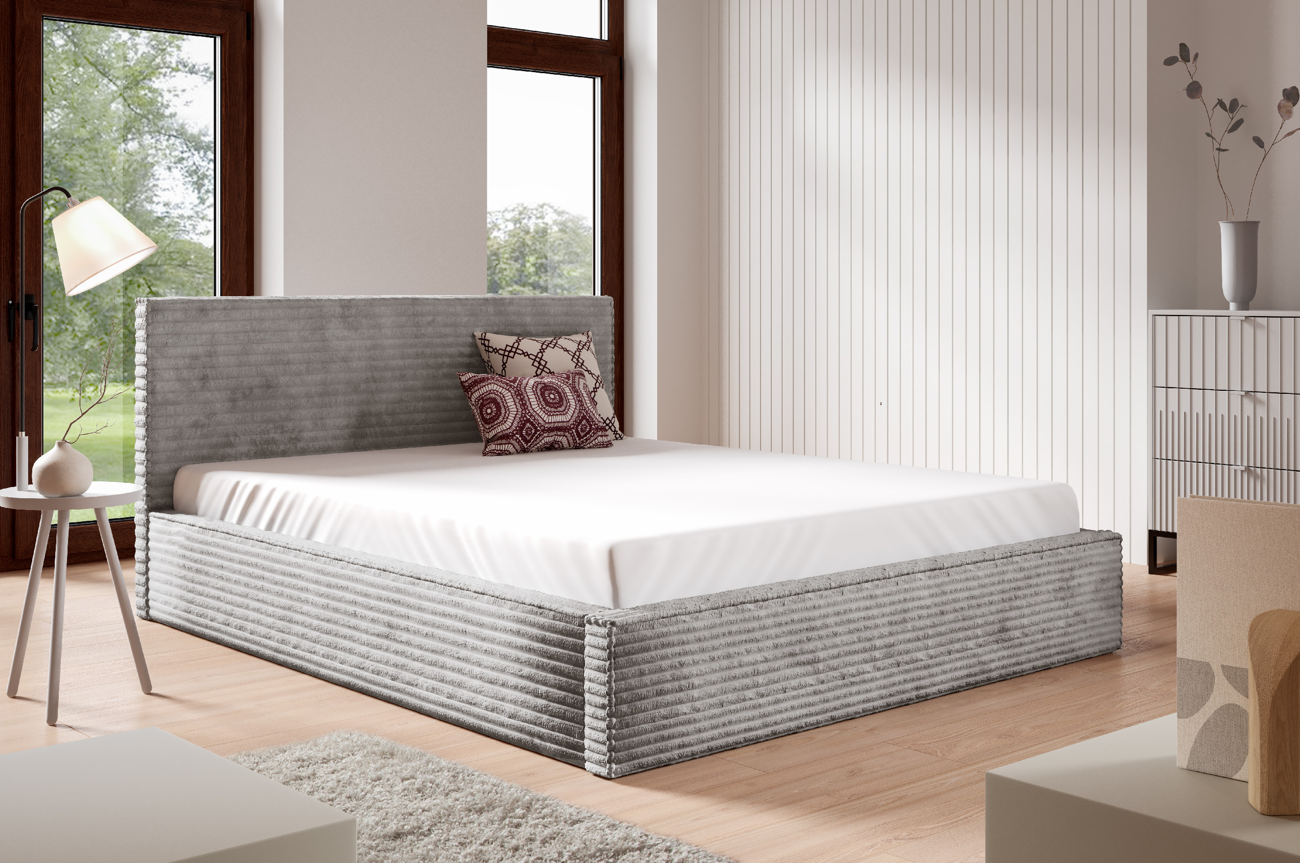 Eka Čalouněná postel STRIPS 120x200 cm Úložný prostor: Bez úložného prostoru, Barva látky Tilia: Tilia 86