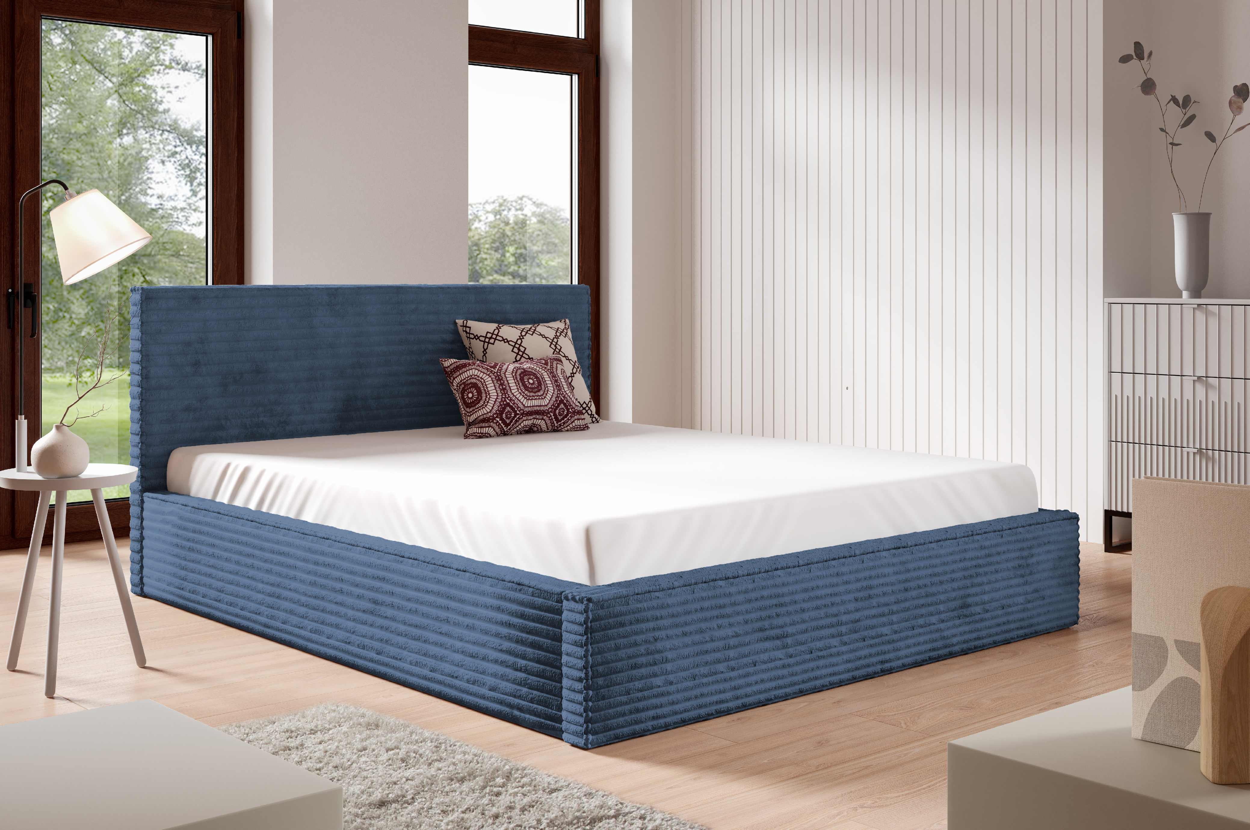 Eka Čalouněná postel STRIPS 160x200 cm Úložný prostor: Bez úložného prostoru, Barva látky Tilia: Tilia 77