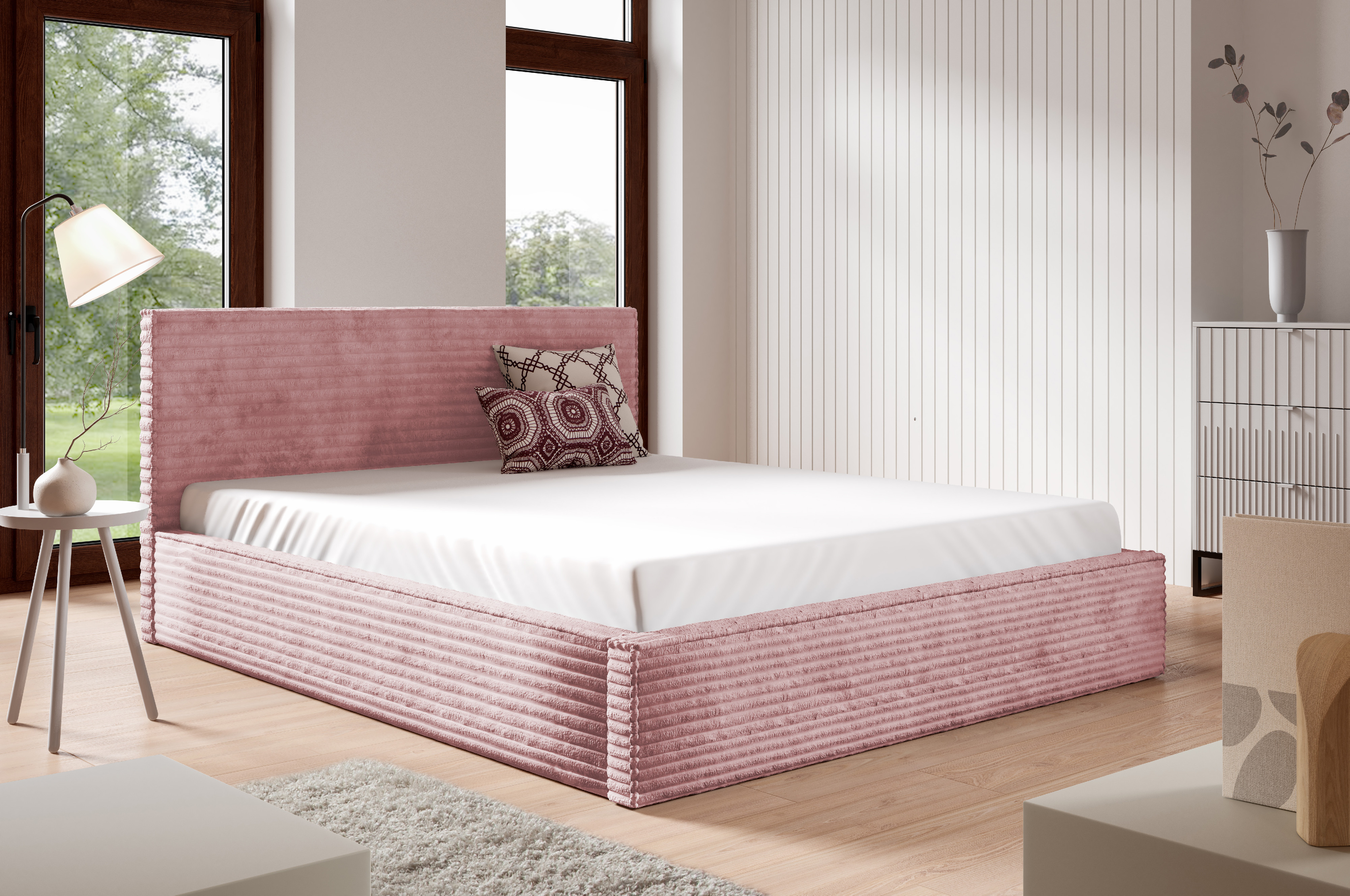 Eka Čalouněná postel STRIPS 180x200 cm Úložný prostor: Bez úložného prostoru, Barva látky Tilia: Tilia 62