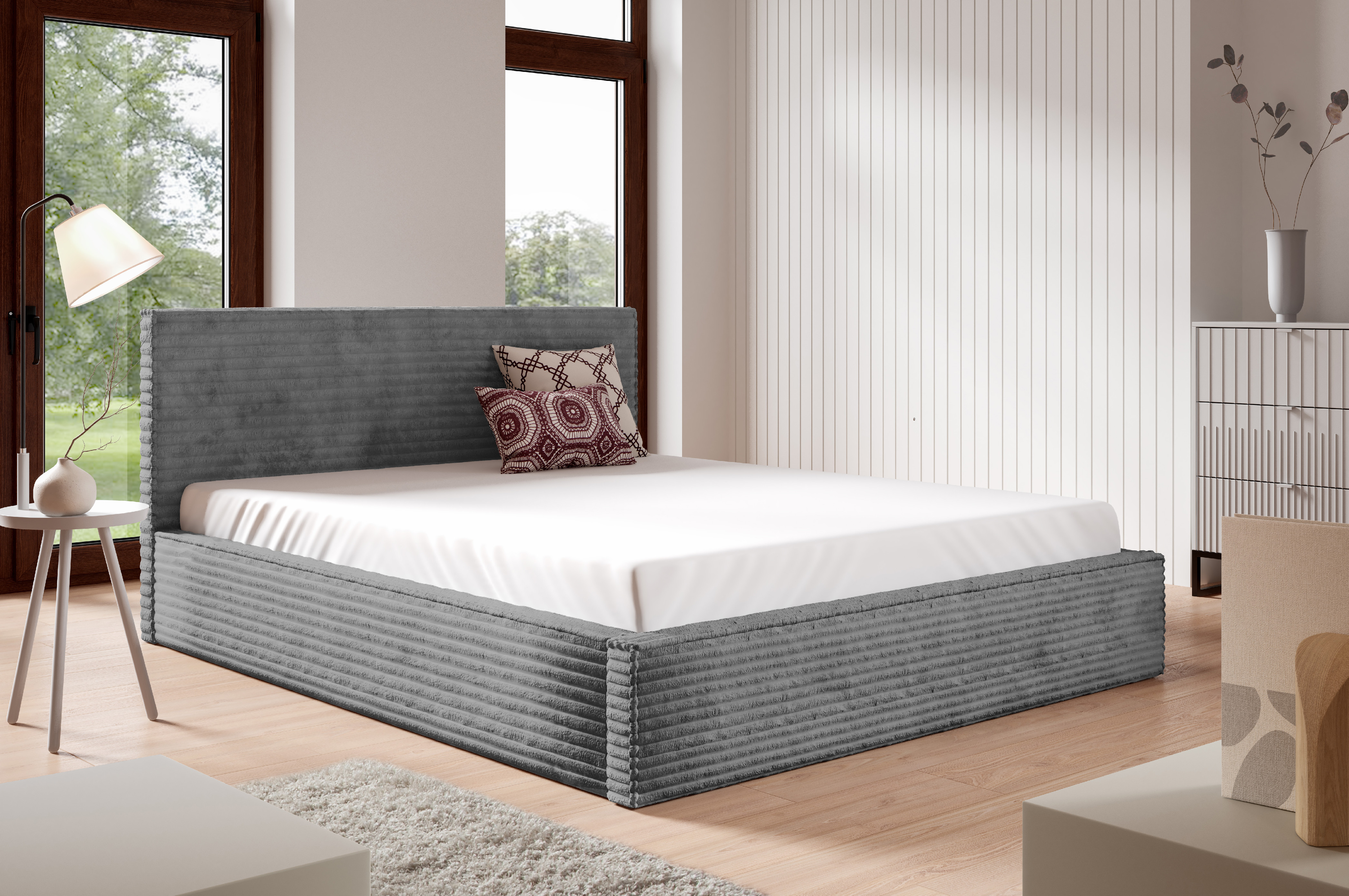 Eka Čalouněná postel STRIPS 180x200 cm Úložný prostor: Bez úložného prostoru, Barva látky Tilia: Tilia 90