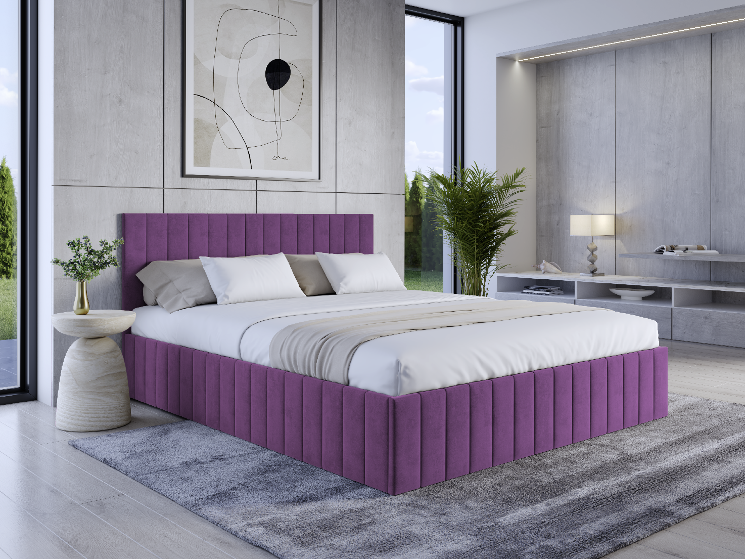 Eka Čalouněná postel LINDA 120x200 cm Barva látky Trinity: (2311) Fialová