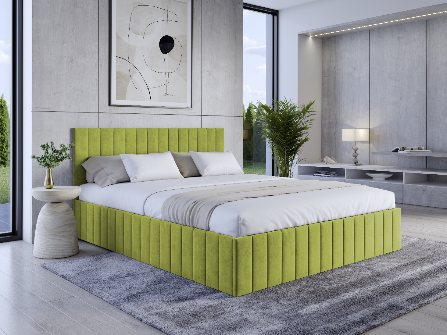 Eka Čalouněná postel LINDA 120x200 cm Barva látky Trinity: (2312) Zelená