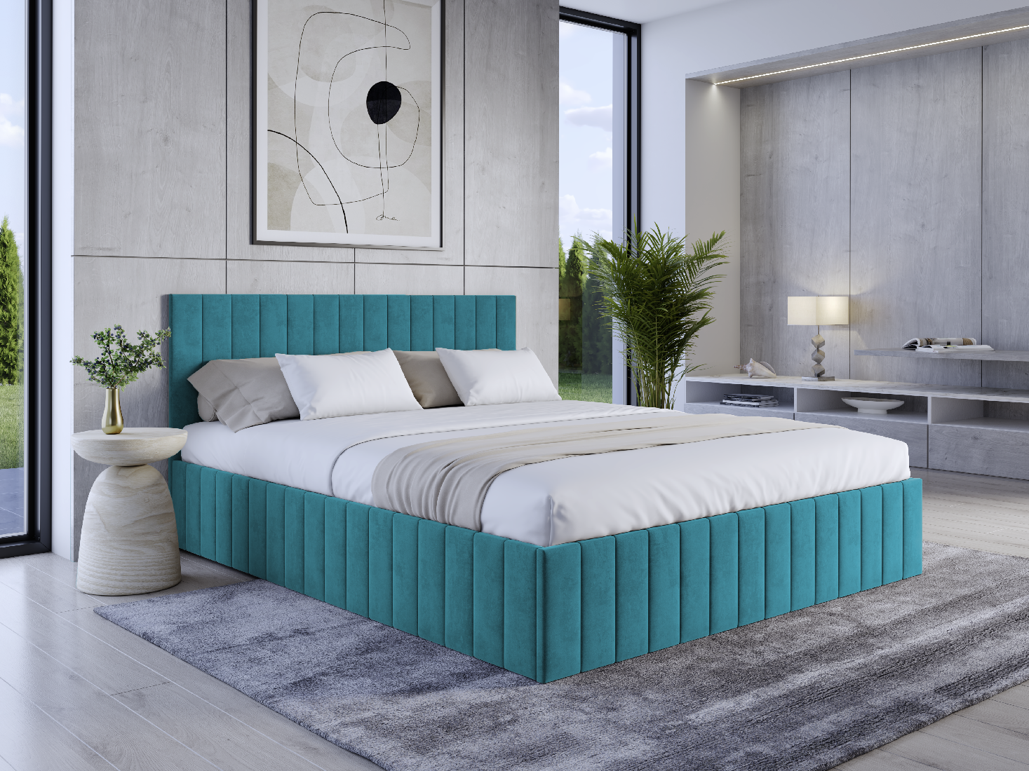 Eka Čalouněná postel LINDA 120x200 cm Barva látky Trinity: (2313) Modrá