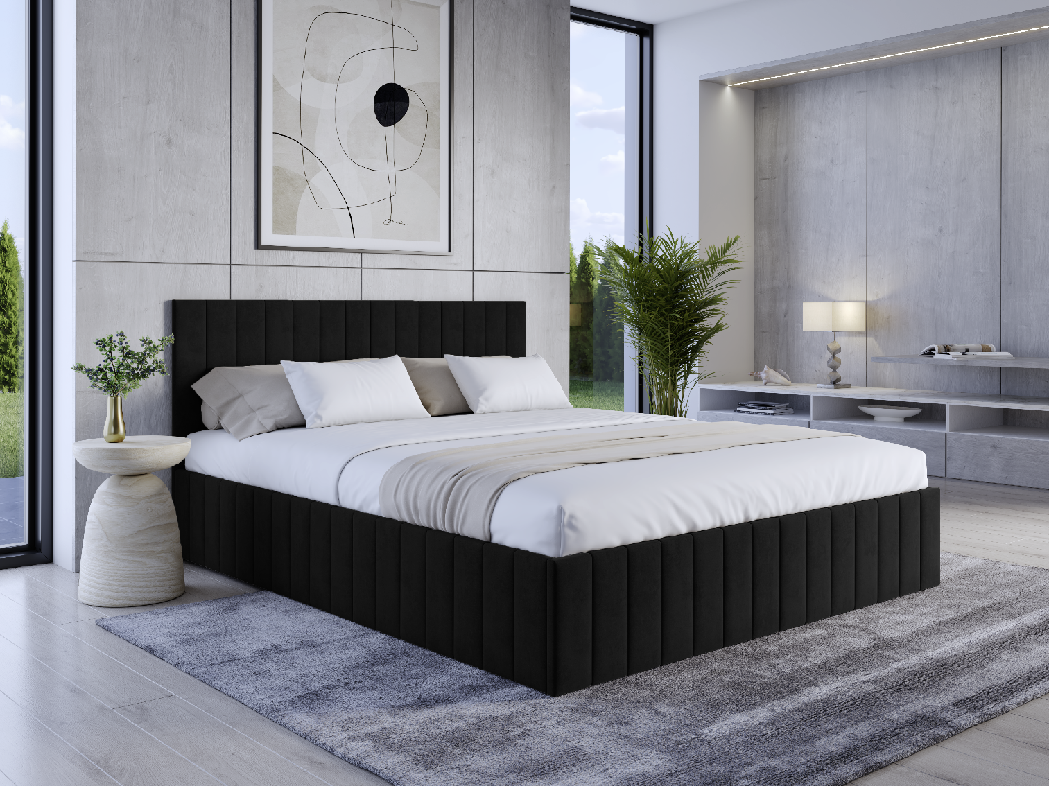 Eka Čalouněná postel LINDA 120x200 cm Barva látky Trinity: (2316) Černá