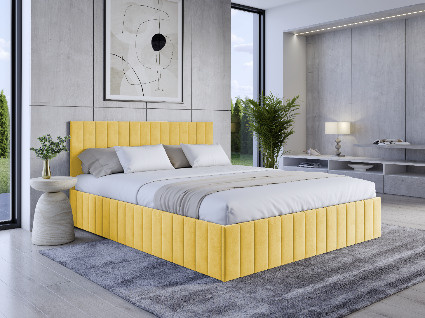 Eka Čalouněná postel LINDA 120x200 cm Barva látky Trinity: (2318) Žlutá