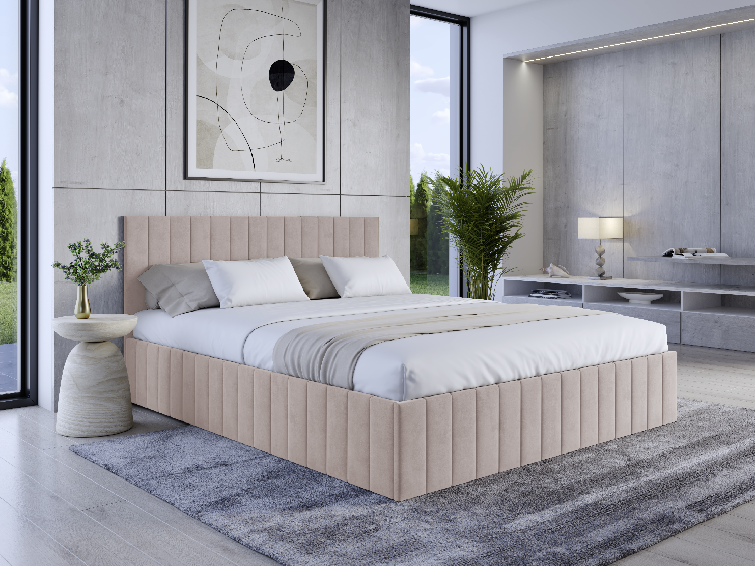 Eka Čalouněná postel LINDA 120x200 cm Barva látky Trinity: (2302) Krémová